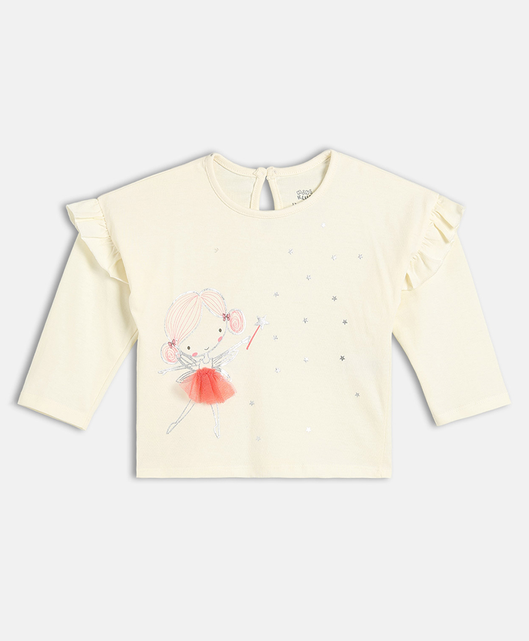 MINI KLUB Cotton Knit Full Sleeves Fairy & Stars Shimmer Detailed Top - Off White-picture-39