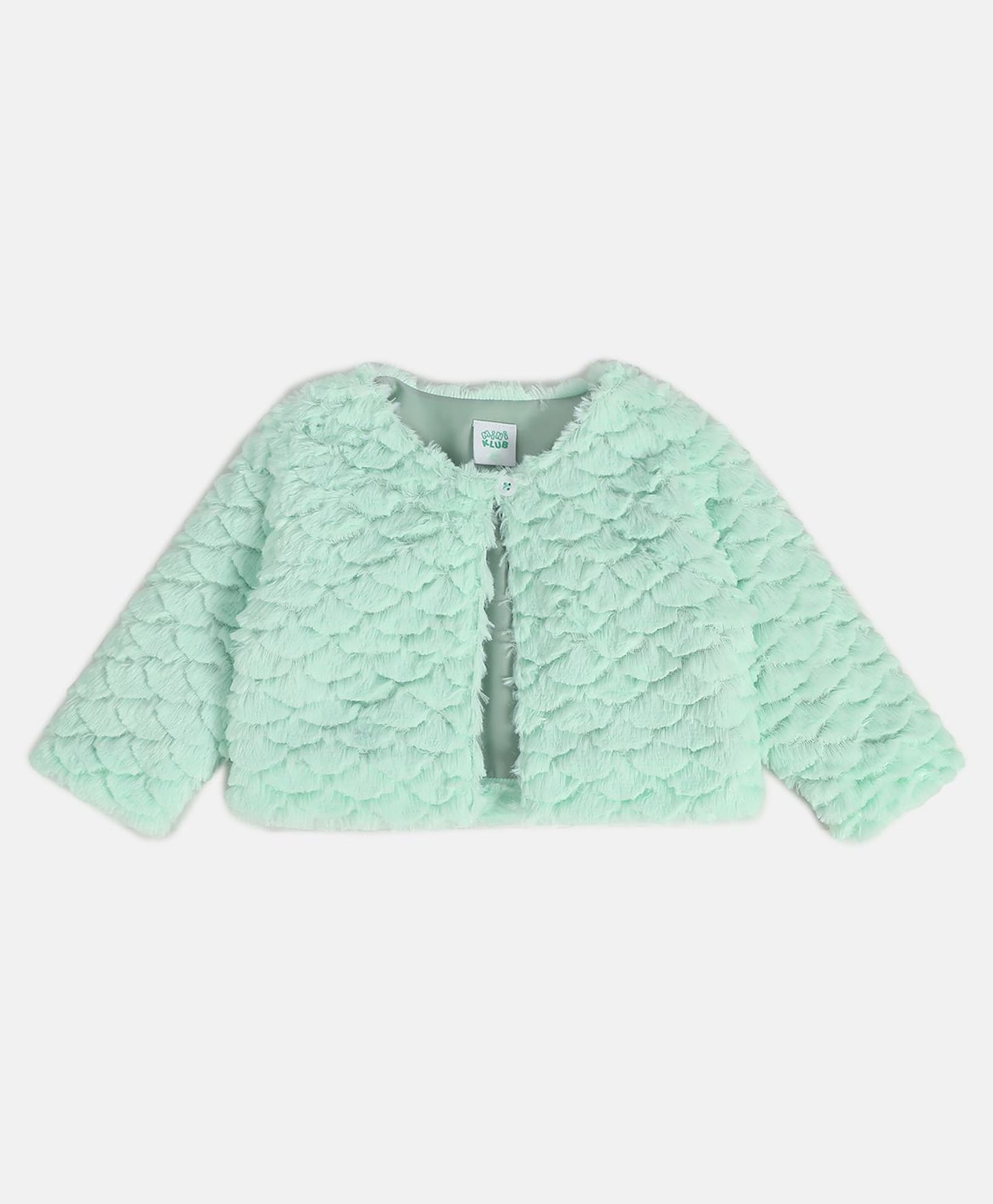MINI KLUB Cotton Knit Full Sleeves Textured Shrug - Mint Green-image-36