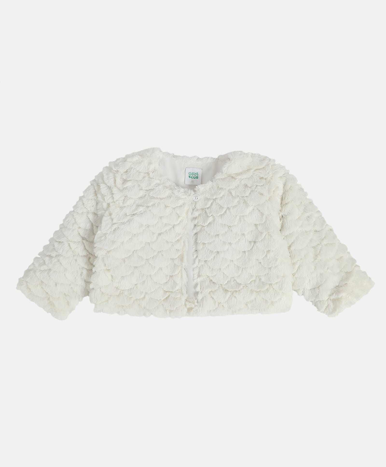 MINI KLUB Cotton Knit Full Sleeves Textured Shrug - White-picture-31