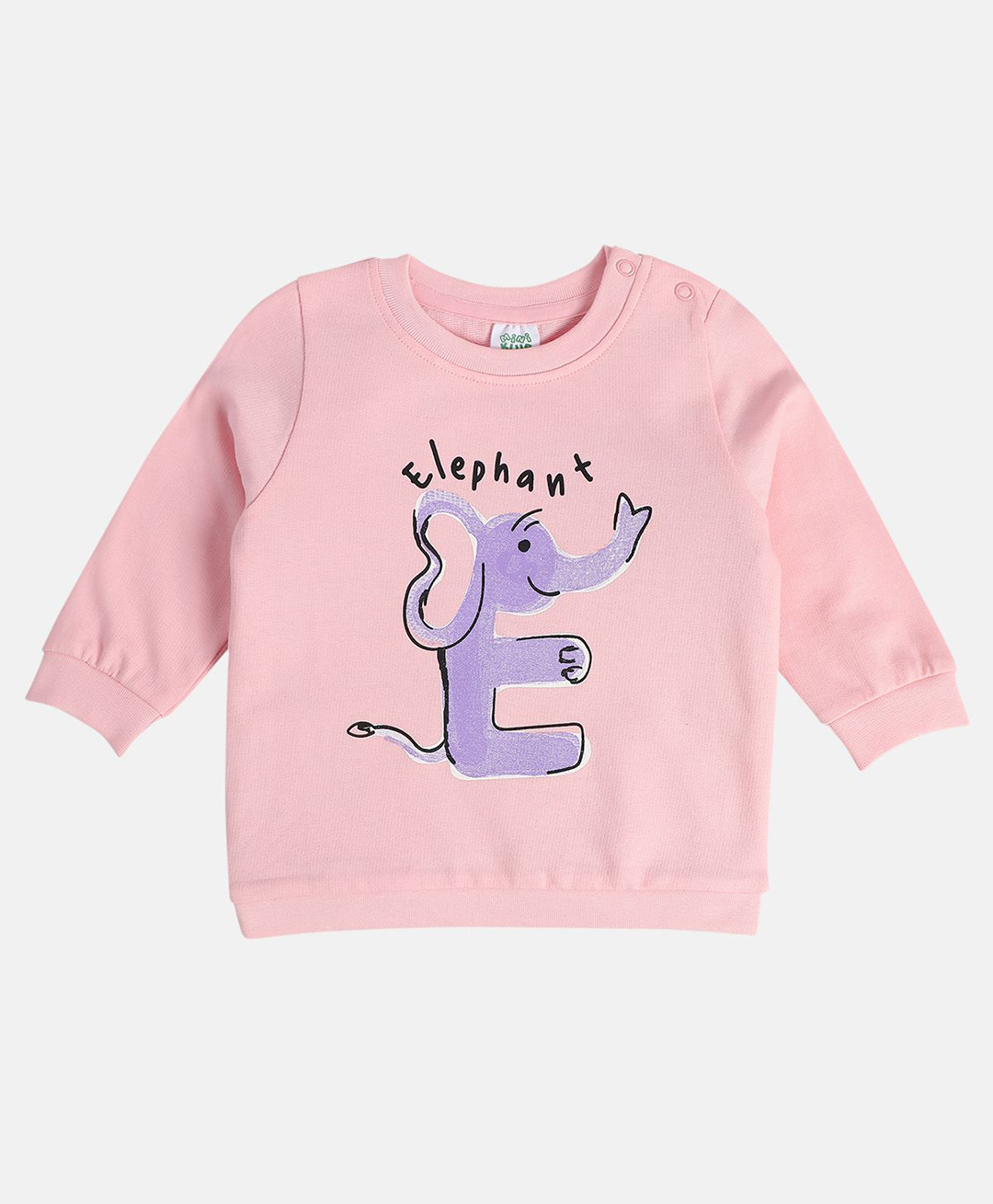 MINI KLUB Cotton Knit Full Sleeves Elephant Printed Light Winter Sweatshirt - Pink-picture-46