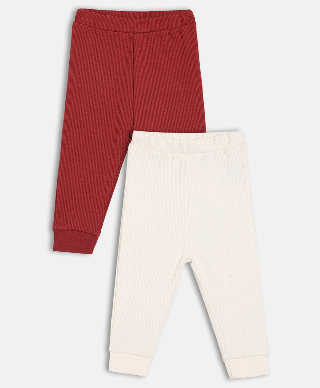 MINI KLUB Cotton Blend Knit Pack Of 2 Solid Pajamas - White & Red-image-43