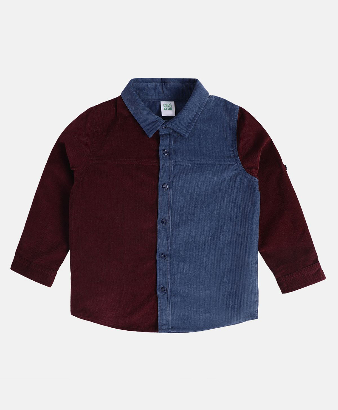 MINI KLUB Cotton Blend Knit Full Sleeves Colour Blocked Cut & Sew Shirt - Burgundy & Blue-picture-28