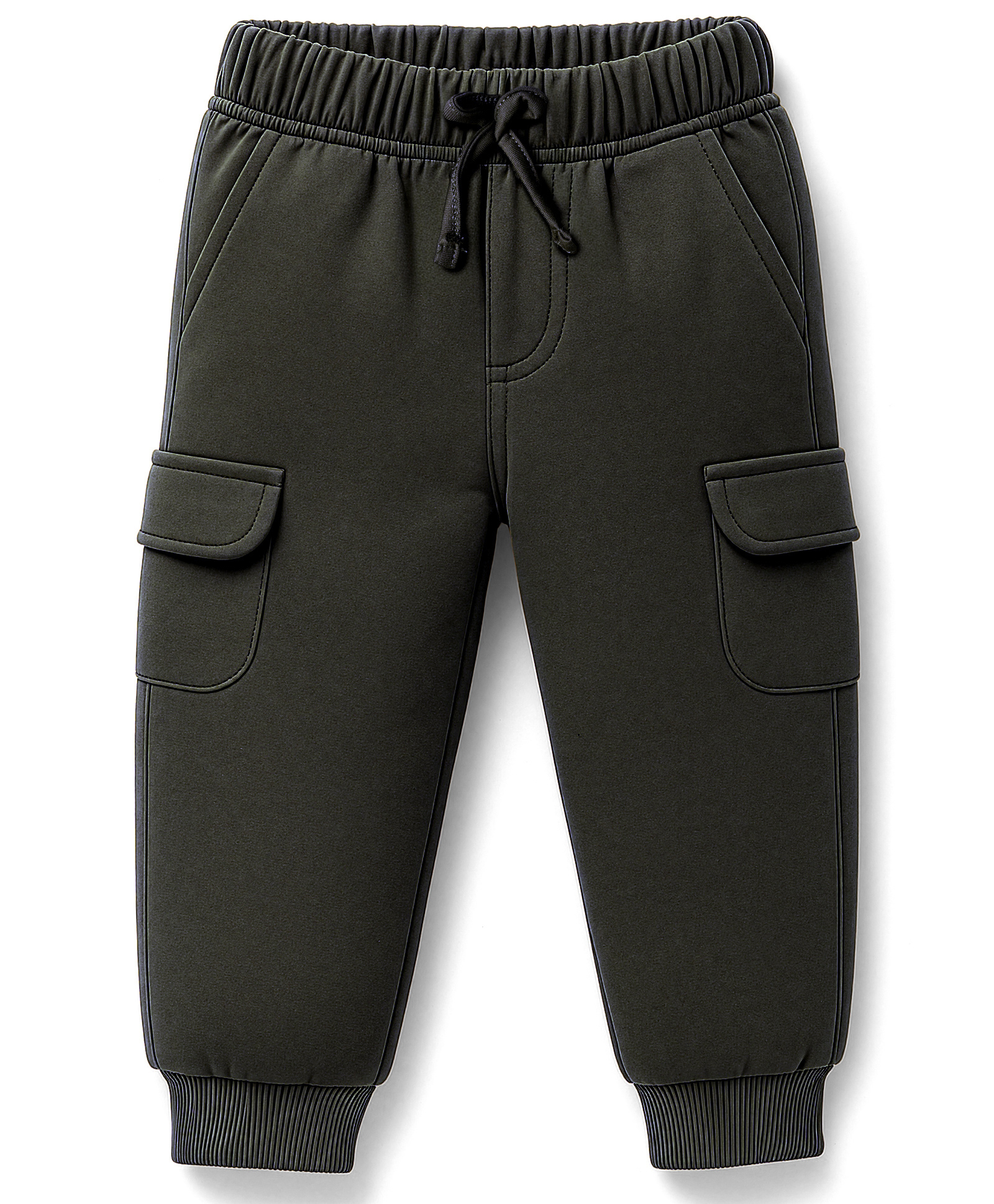 Mini Taurus Looper Knit Full Length Solid Color Track Pants with Pockets - Dark Green-picture-26