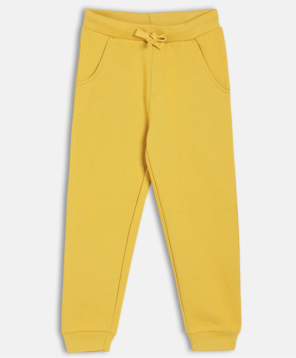 MINI KLUB Cotton Knit Solid Joggers - Mustard-picture-11