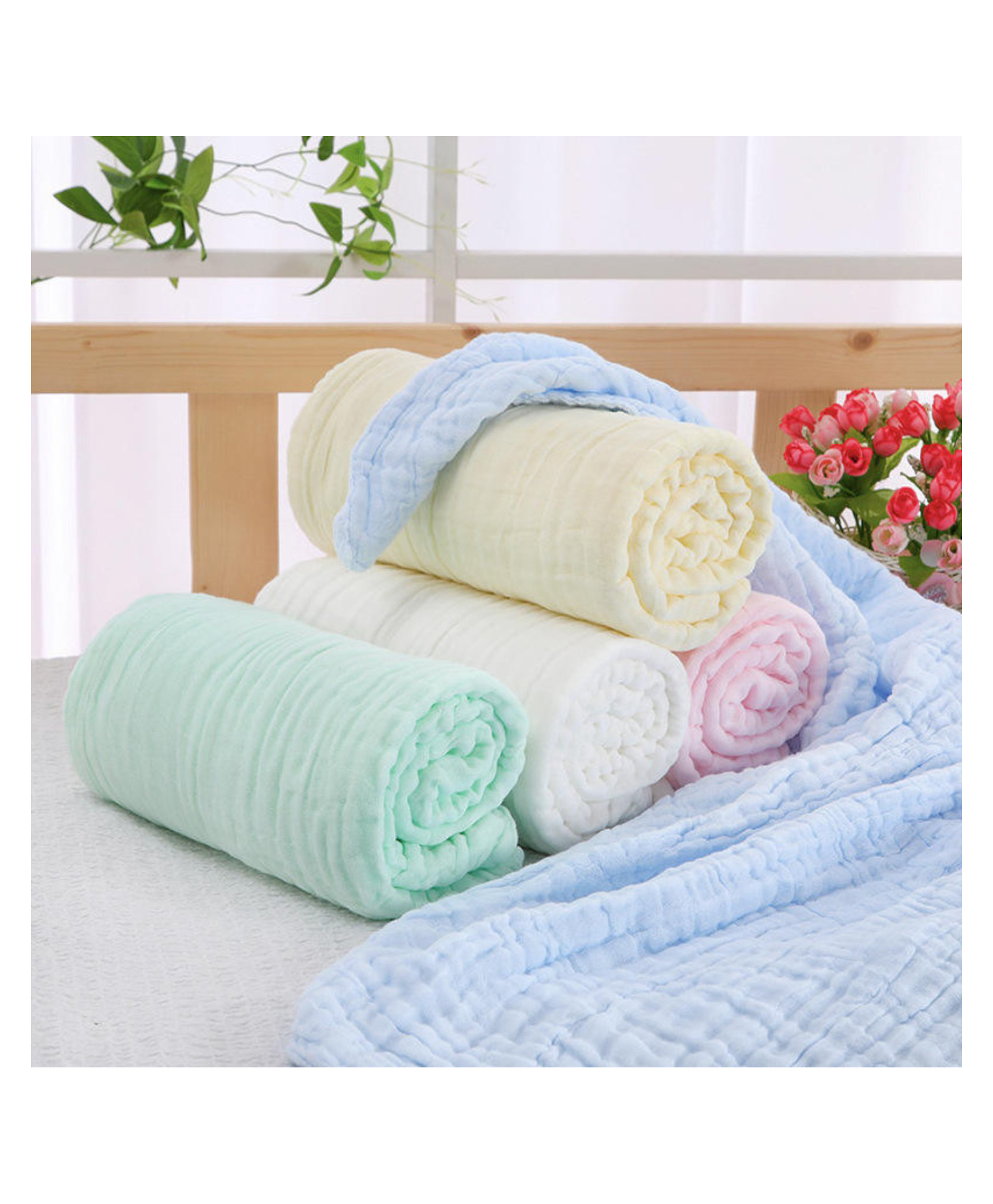 Elementary Reusable Muslin Cotton Square Nappy Large Set of 4 - Multicolor (Shipped in Assorted Colors)-picture-14