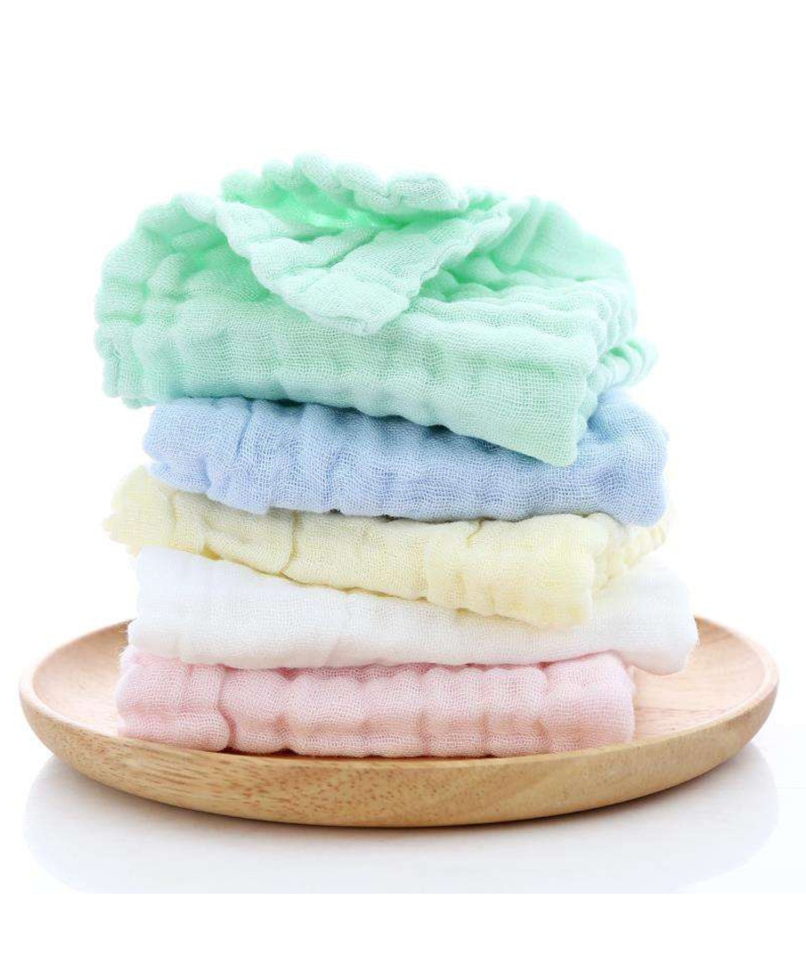 Elementary Premium 6 Layered Ultra Soft Muslin Cotton Wash Cloth Face Towels - Pack of 4 (Colours May Vary)-image-38