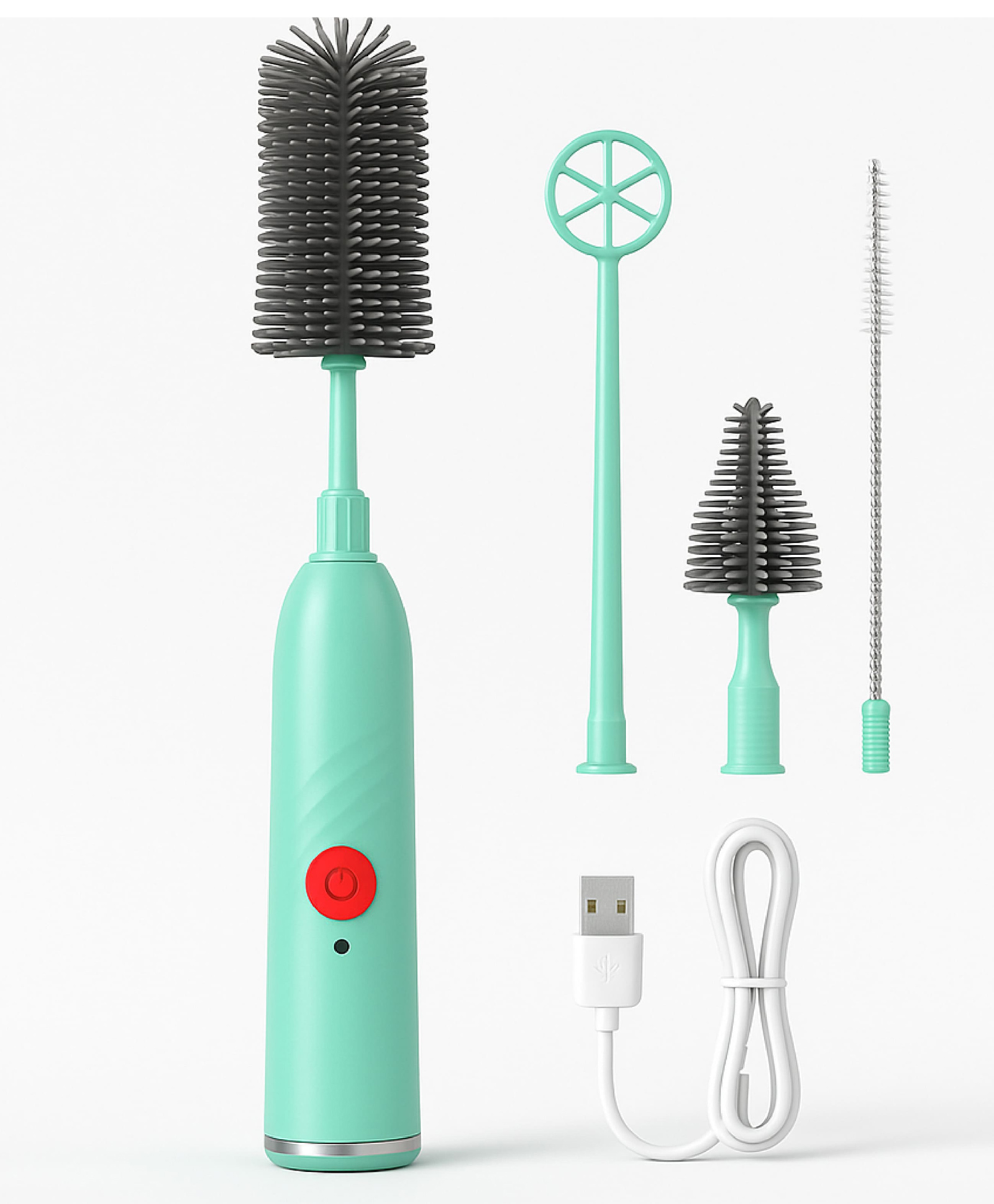 The Little Lookers Electric Baby Bottle Brush Cleaner 360° Rotating, Rechargeable, Water-resistant & Portable (Green)-image-11