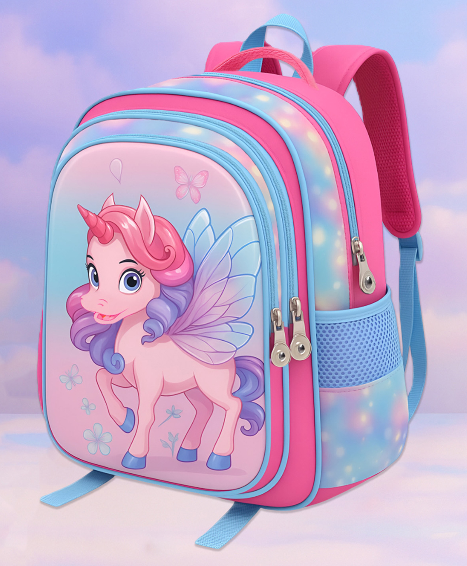 SYGA Kids Backpack Fairy Tale Unicorn Design with Waterproof School Bag for 6 to 9 Years School Students (Pink & Sky Blue) - Height 16 Inches-image-24