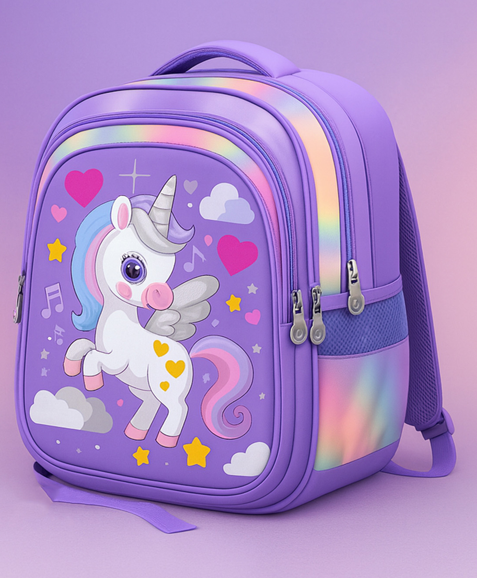 SYGA Kids Backpack Unicorn Sparkle Wings Rainbows and Magic Design with Waterproof School Bag for 6 to 9 Years School Students (Purple) - Height 16 Inches-image-44