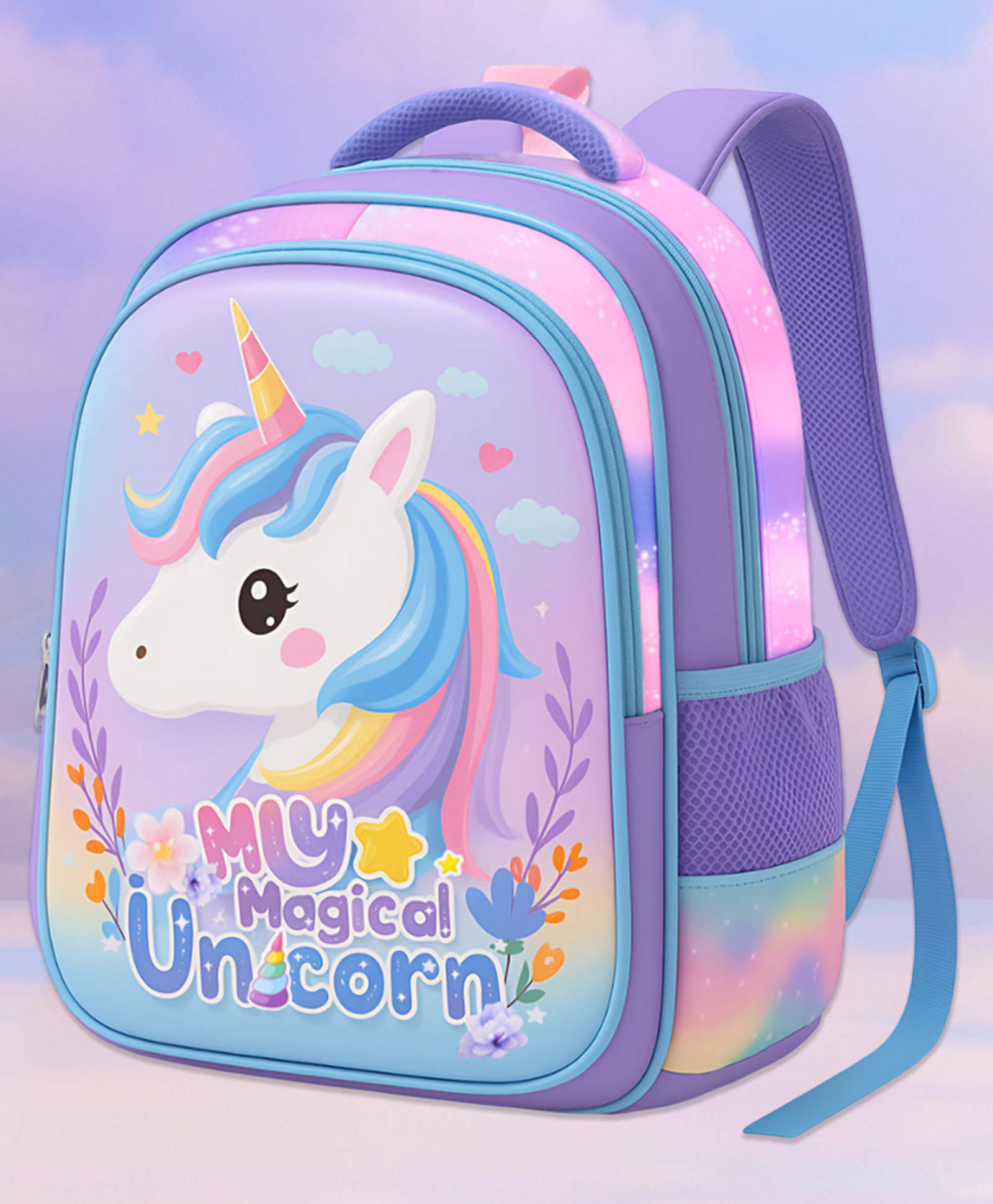 SYGA Kids Backpack Fairy Tale Colorful Unicorn with Waterproof School Bag for 3 to 6 Years School Students (Purple) - Height 14 Inch-image-25