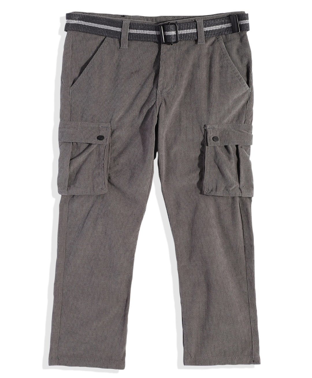 CAVIO Cotton Blend Woven Full Length Solid Cargo Pants With Belt Set - Grey-picture-34