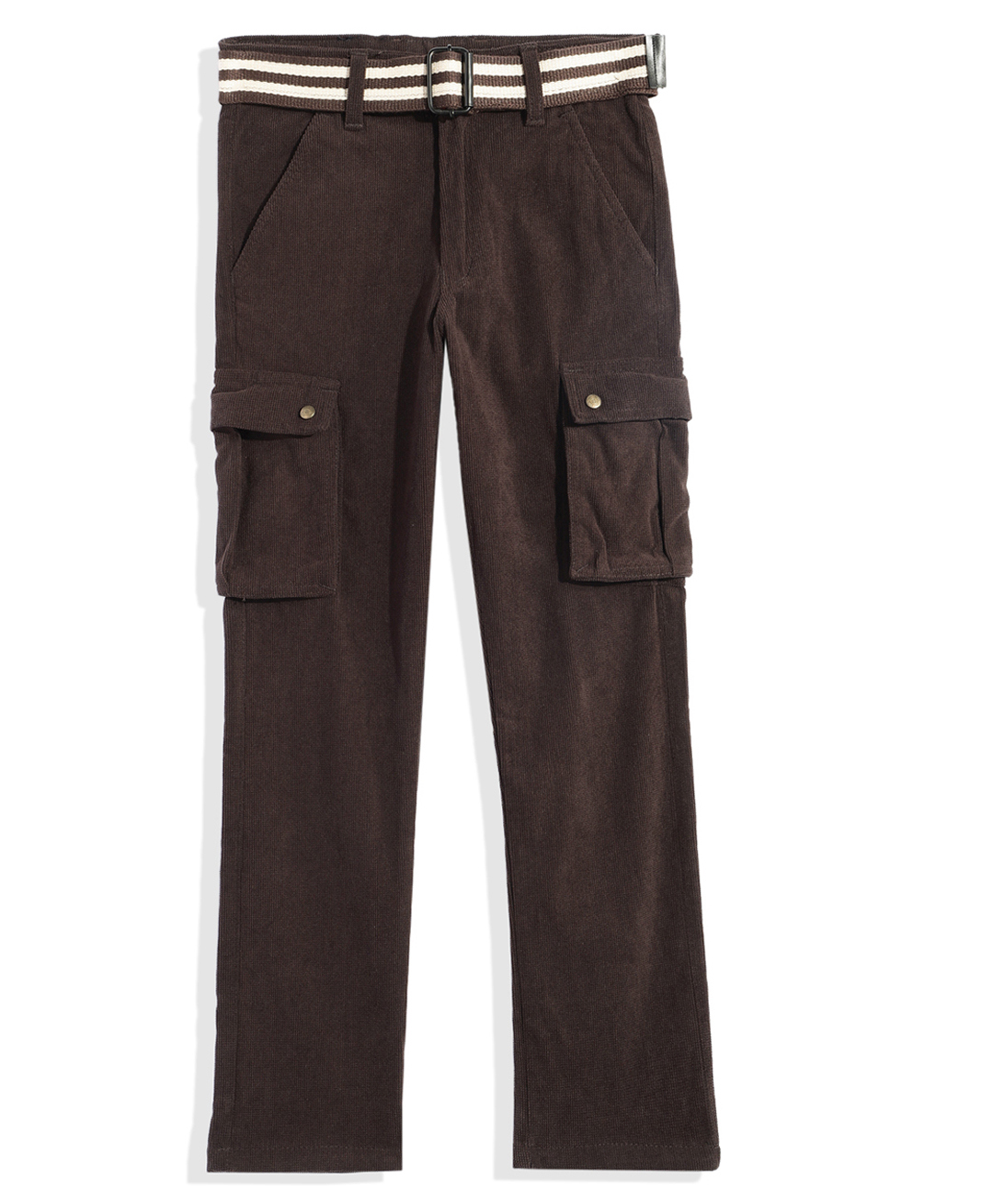 CAVIO Cotton Blend Woven Solid Cargo Pant With Belt - Brown-picture-16