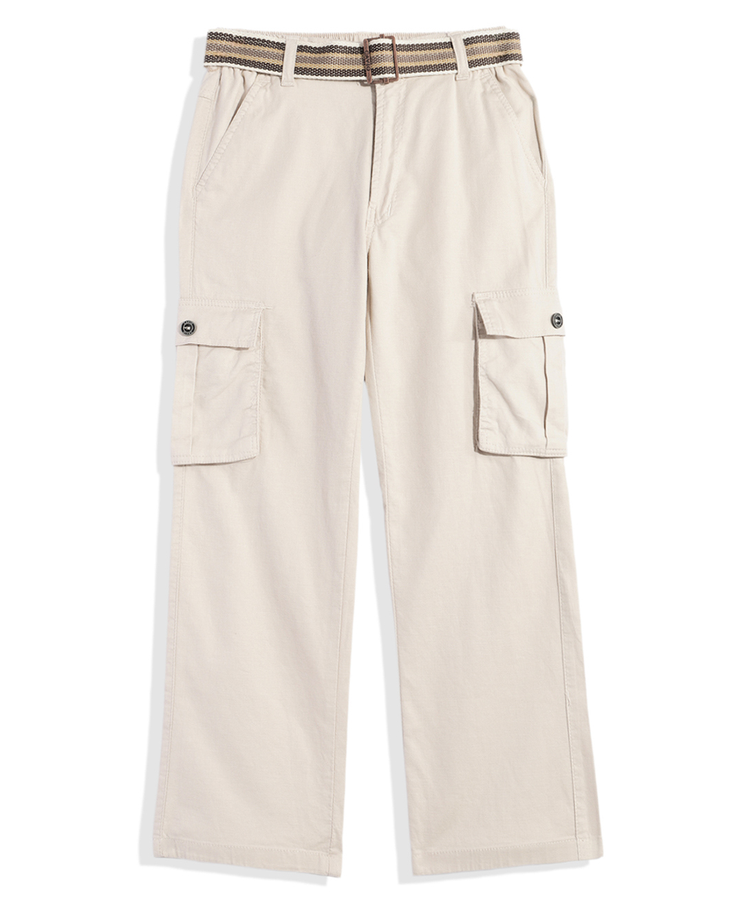 CAVIO Cotton Woven Solid Cargo Pant With Belt - Cream-image-18