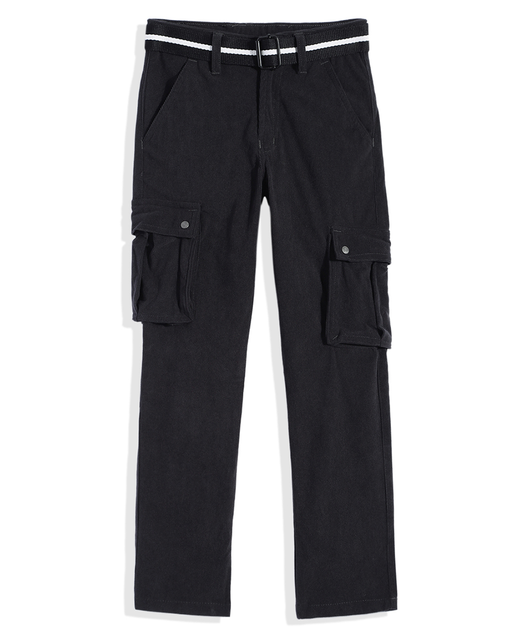 CAVIO Cotton Blend Woven Solid Cargo Pants With Belt - Dark Grey-picture-17