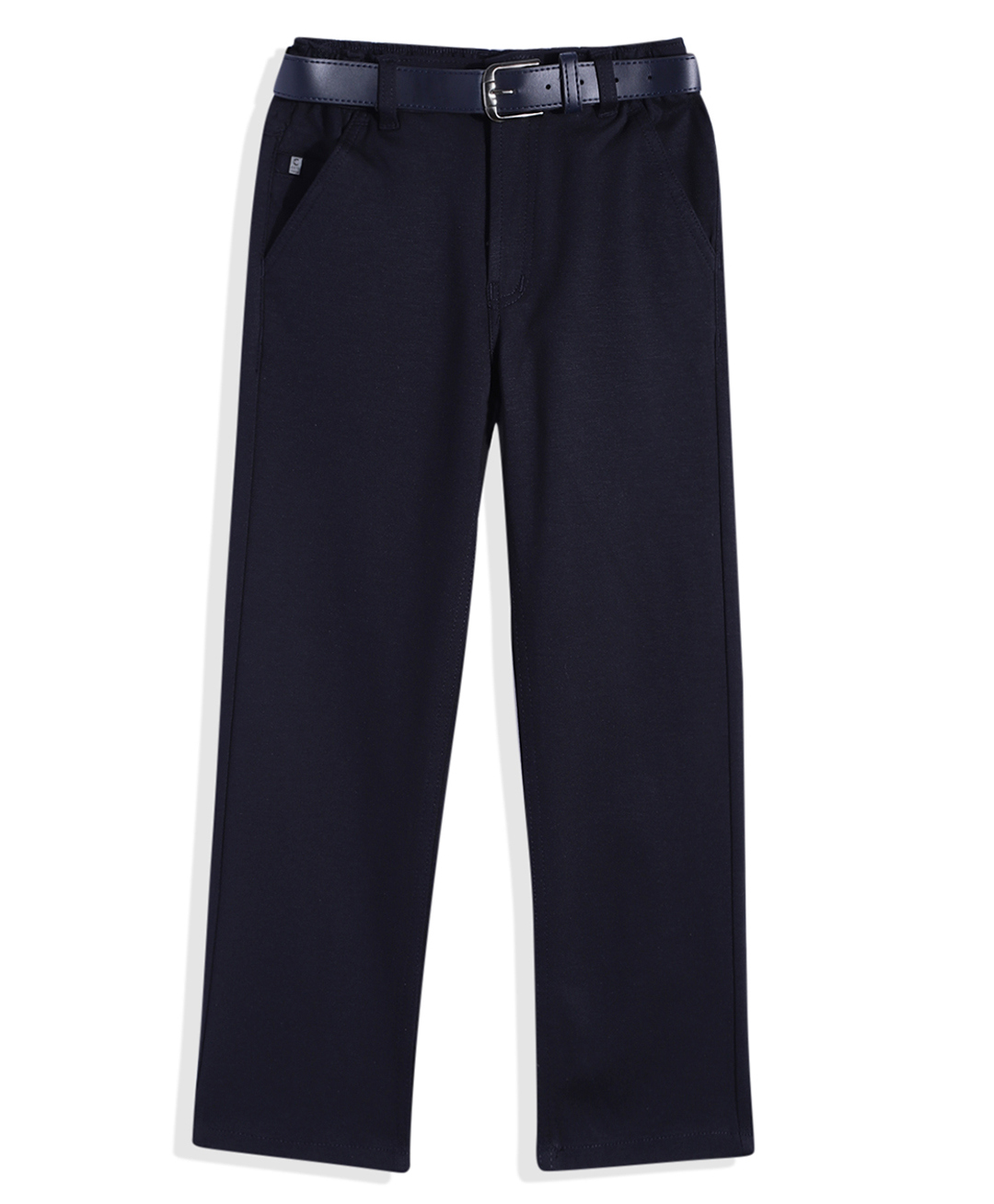 CAVIO Cotton Blend Woven Solid Trouser With Belt - Navy-picture-27