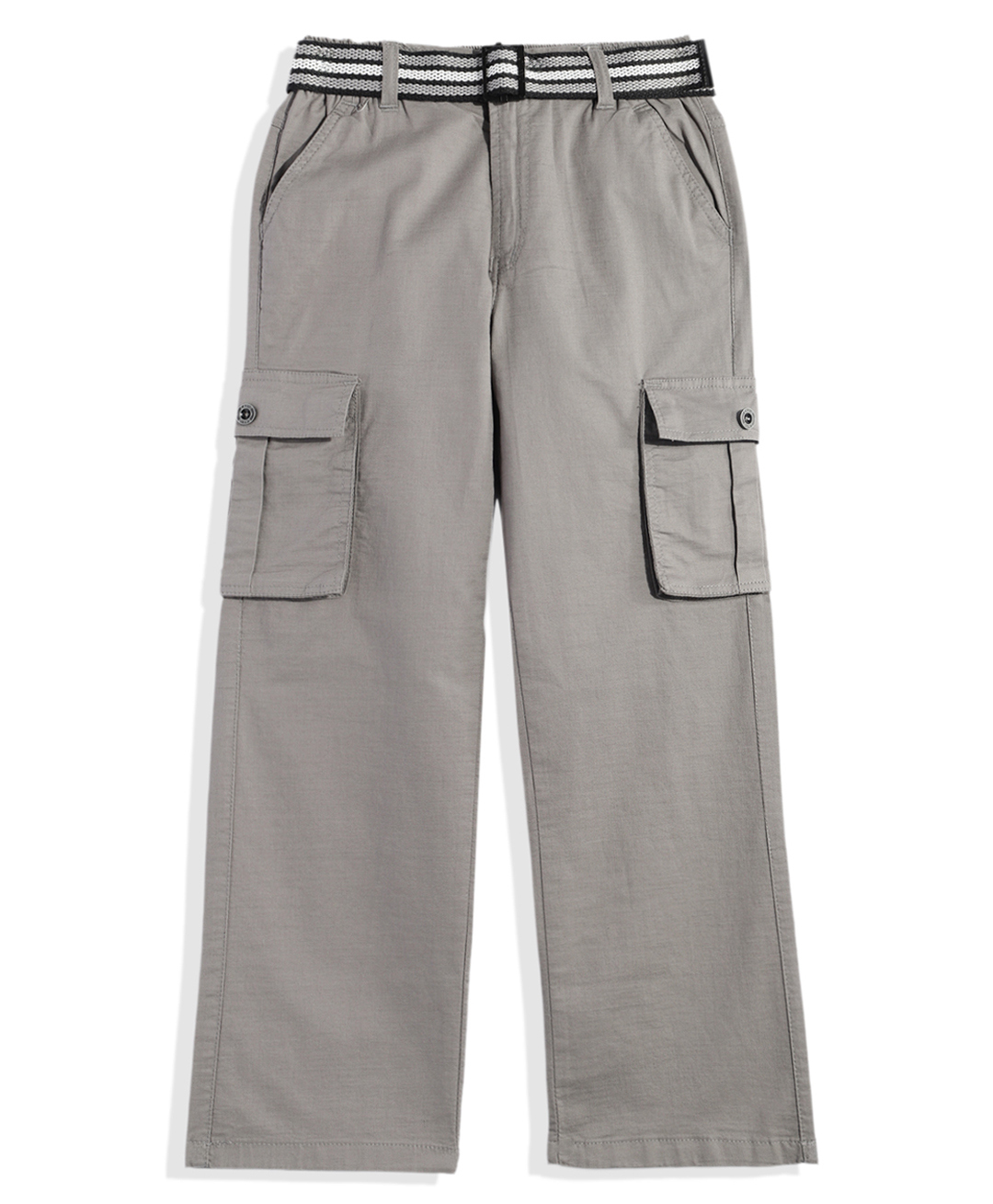 CAVIO Cotton Woven Solid Cargo Pant With Belt - Grey-picture-18