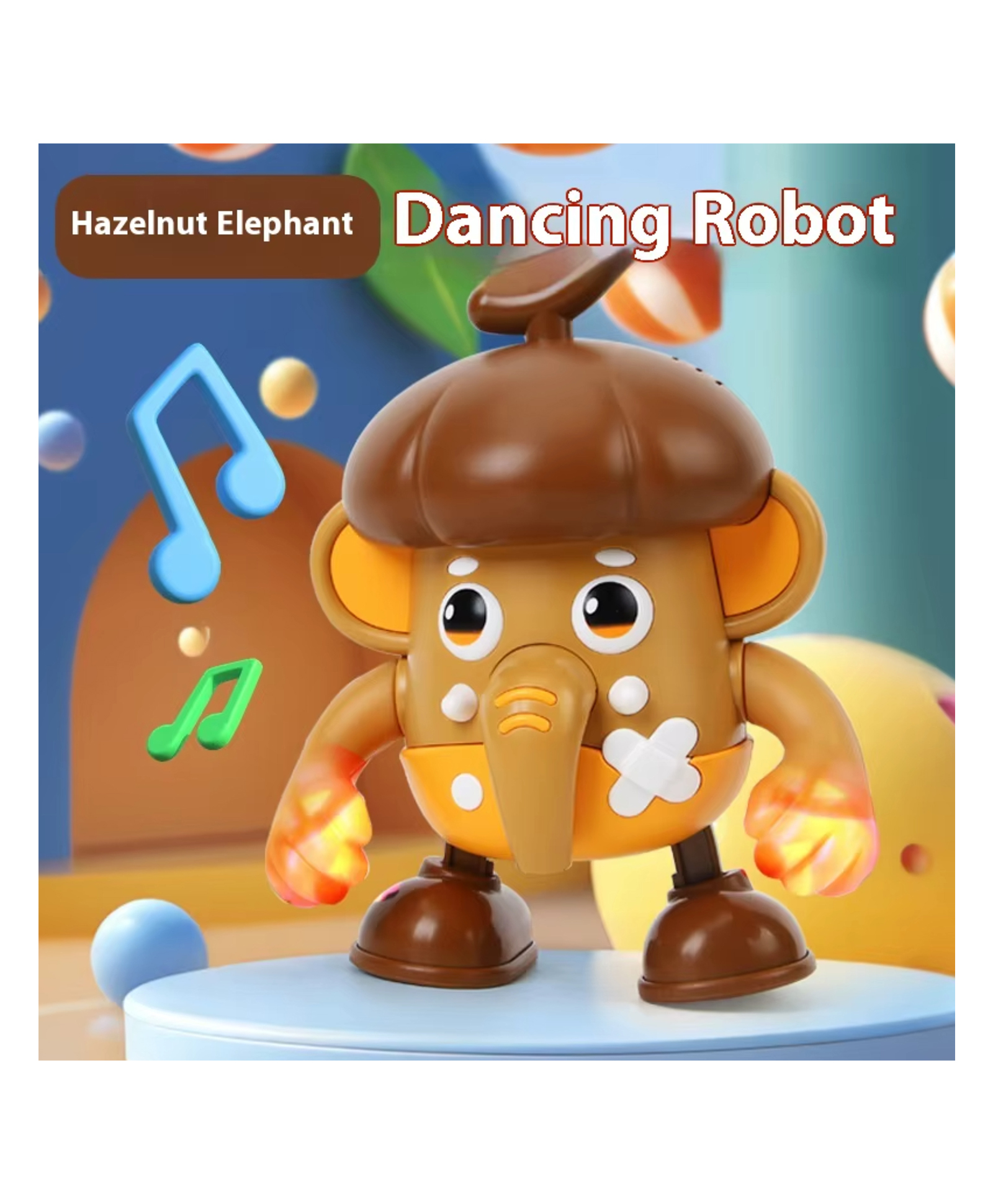 YAMAMA Dancing Hazelnut Elephant Toys For Kids With Lights And Music Fun Entertainment Musical Toys Multicolor-image-11