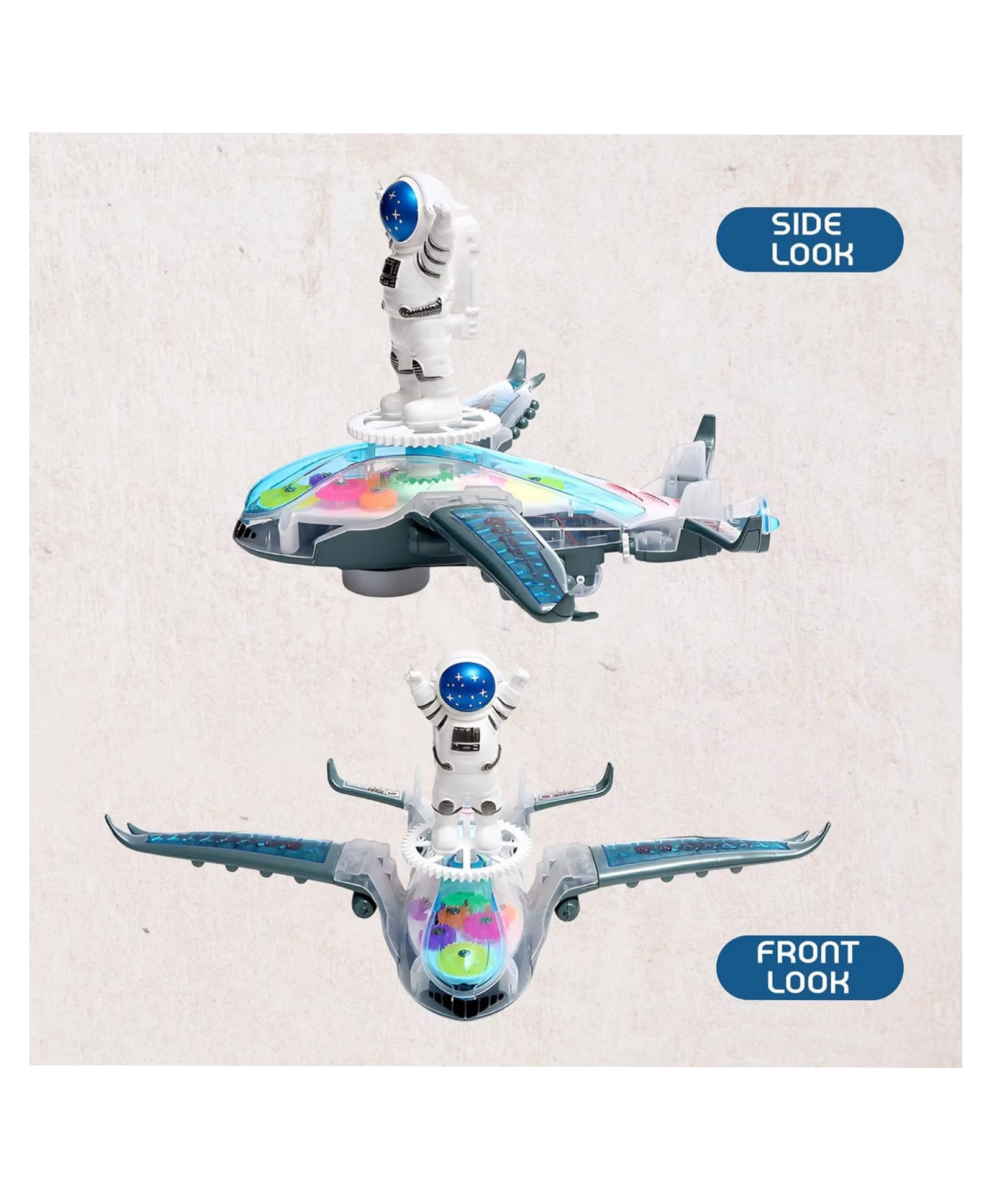 YAMAMA Musical Space Electric Gear Aircraft Toys for Kids 360 Degree Rotating Bump & Go Aeroplane Toy With Light & Sound - Multicolor-image-46