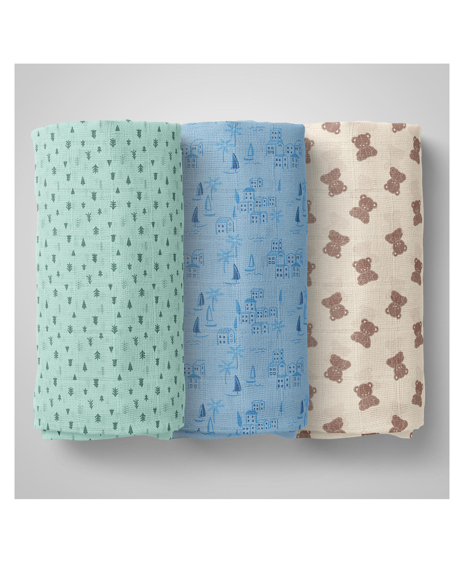 1ST STEP 100% Cotton Muslin Baby Swaddle Set, Pack of 3, Size-120cm x 100cm (47"x39")-picture-45