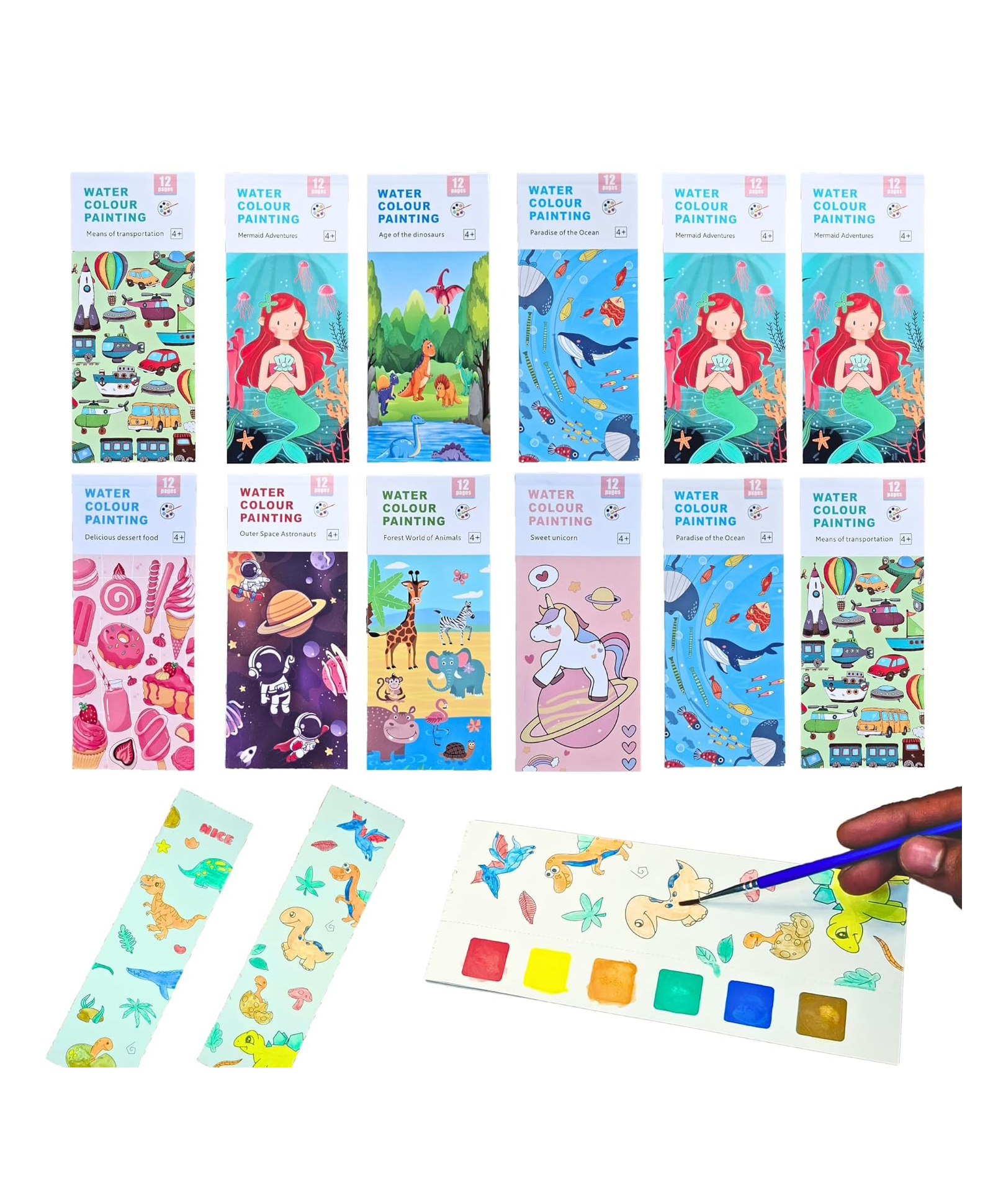New Pinch Water Colour + Artist Paint Brush as Birthday Return Gift for Kids of all Age Group |Washable Watercolor Kit, Art Supplies for Painting & Crafts (Set of 12)12 pages-image-26