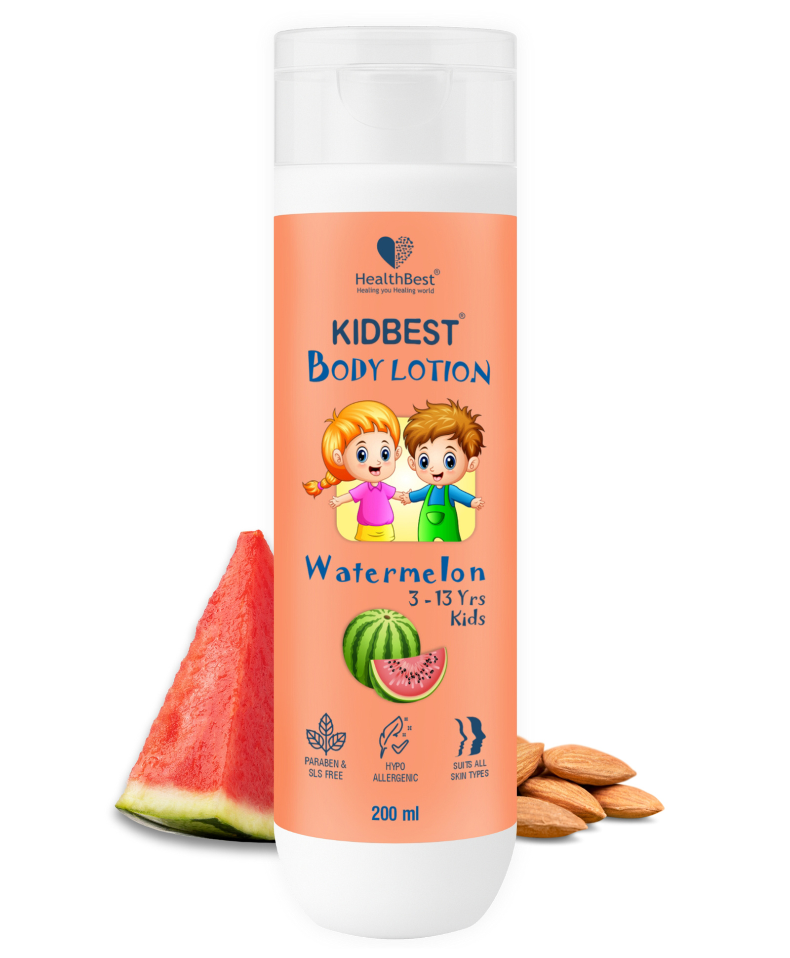 HealthBest Kidbest Body Lotion Moisturizer for Kids Watermelon Flavor - 200ml-image-12