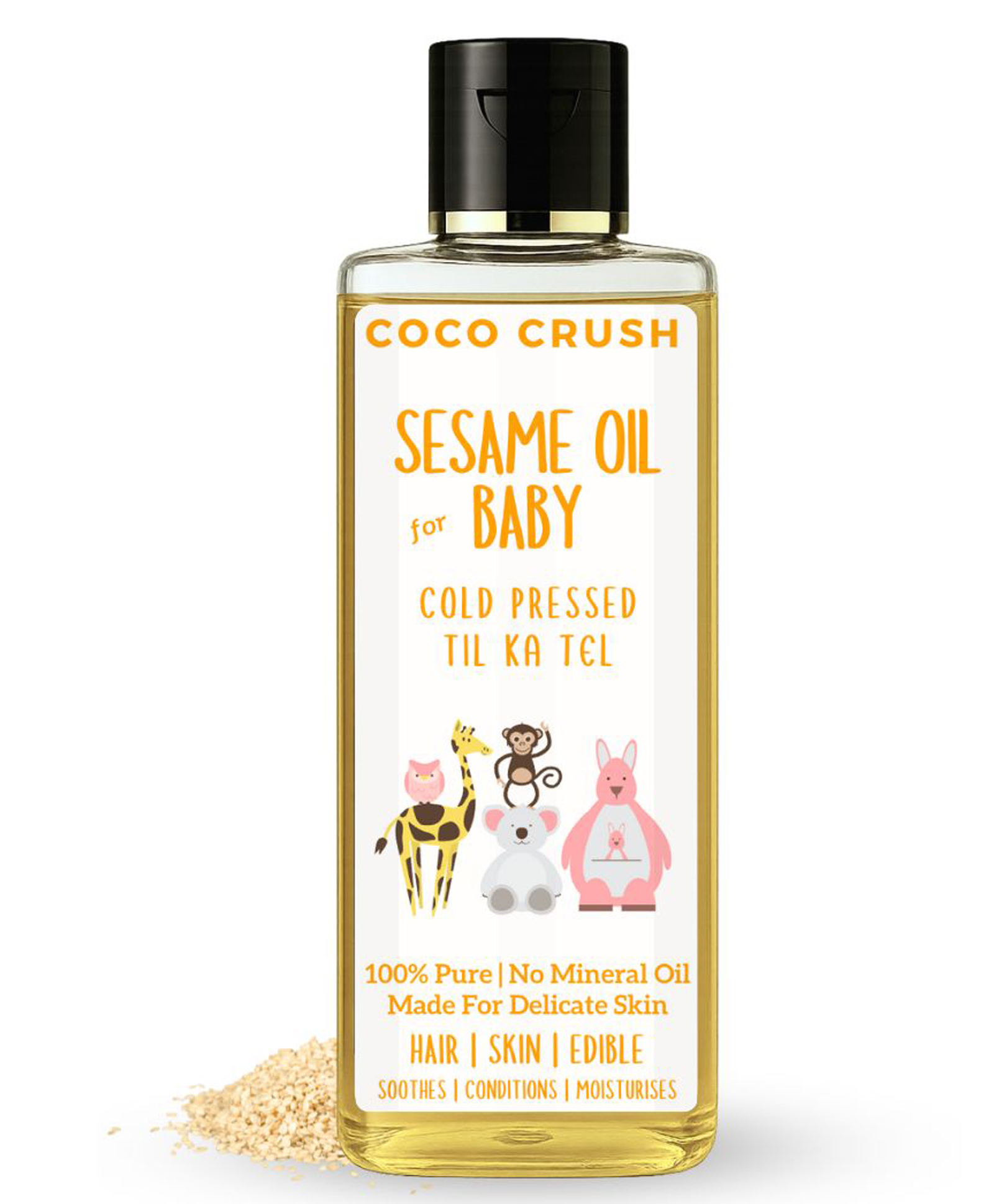 Coco Crush Cold Pressed Sesame Oil for Babies | Pure & Organic Hair and Body Massage Oil (100ml)-picture-20