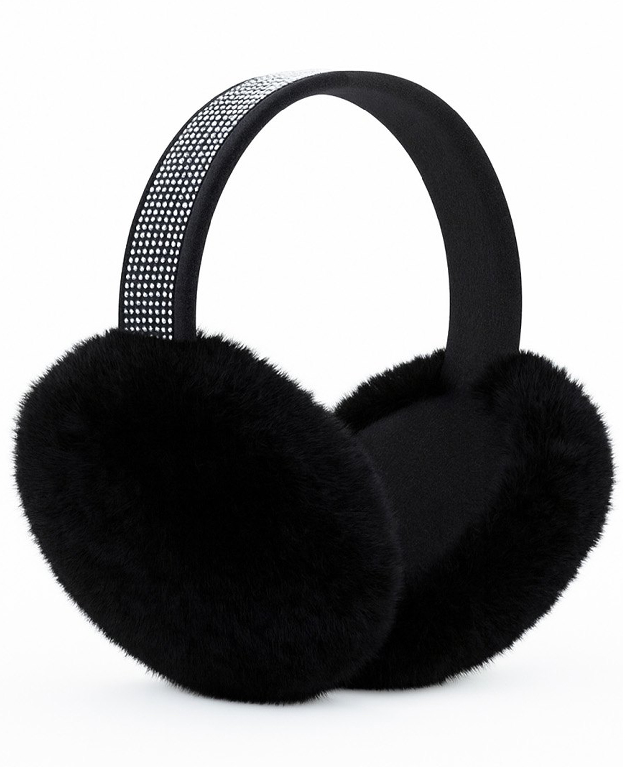 SYGA Winter Plush Earmuffs with Rhinestone Headband, Fashion Warm & Comfortable Ear Protection (Grey) - Diameter 14 cm-image-33