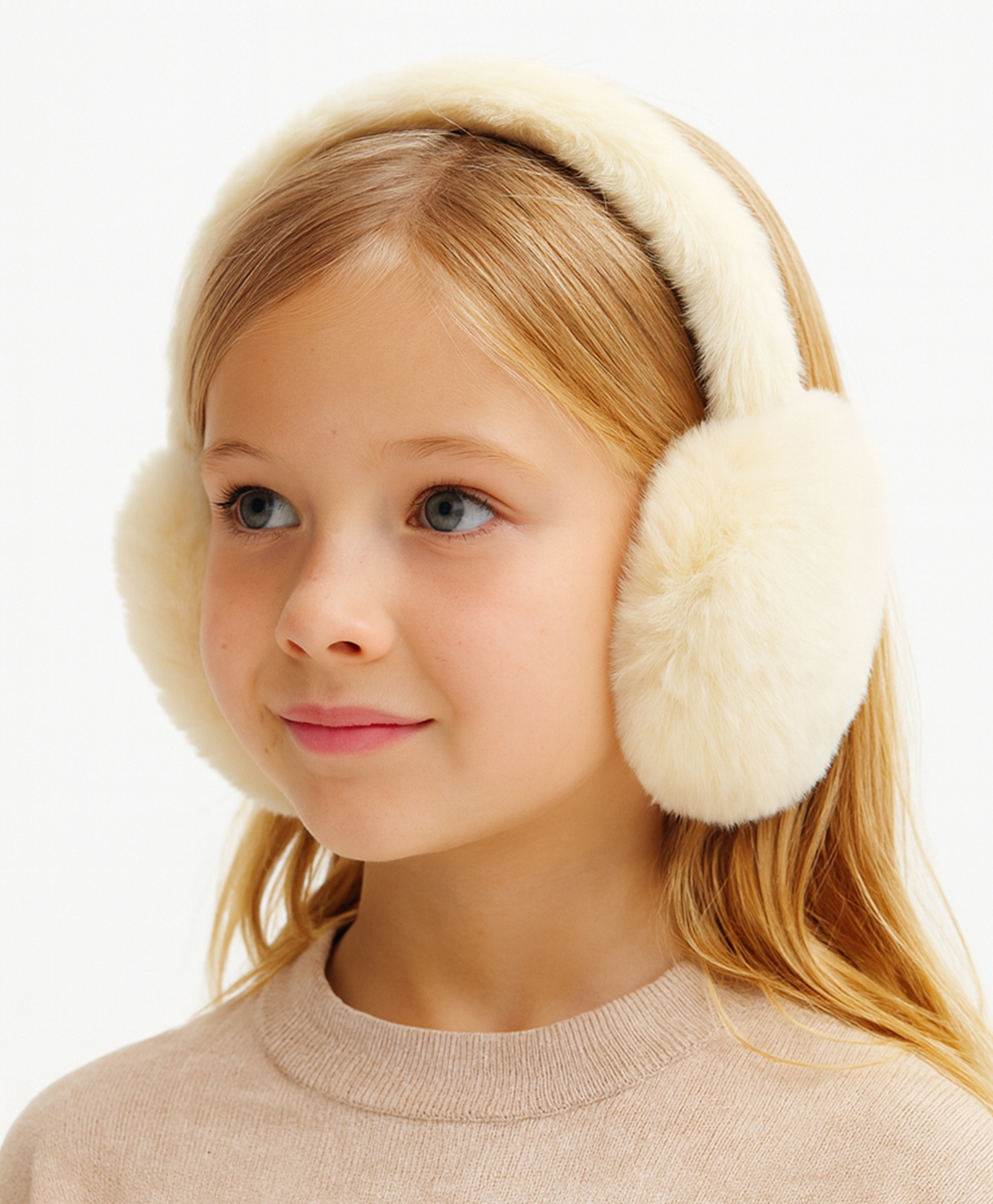 SYGA Winter Plush Earmuffs, Soft Warm & Cozy Ear Protection for Kids & Adults (Off-White) - Diameter 14 cm-picture-12
