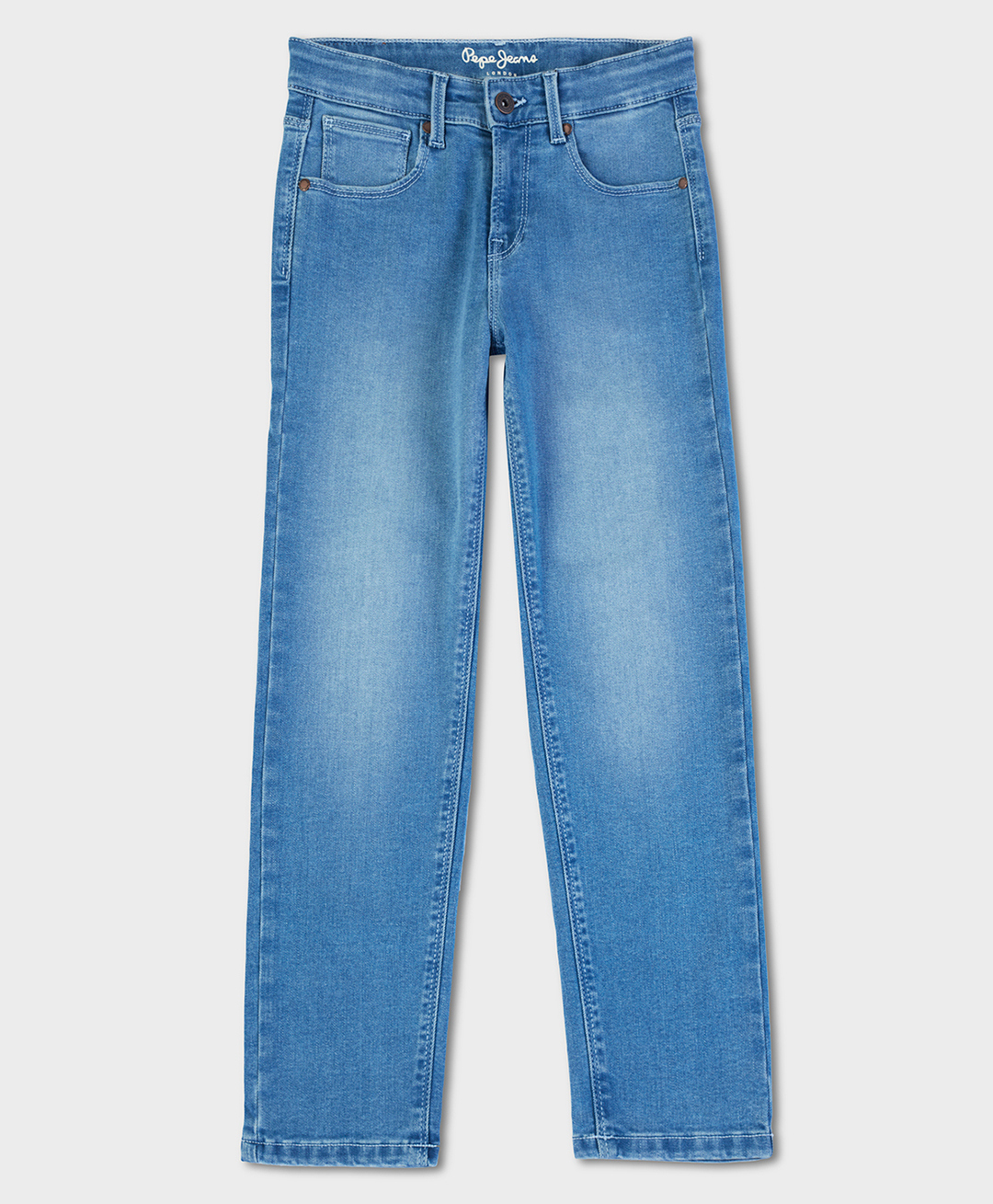 Pepe Jeans Knit Full Length Mid Rise Solid Color Jeans - Blue-picture-26