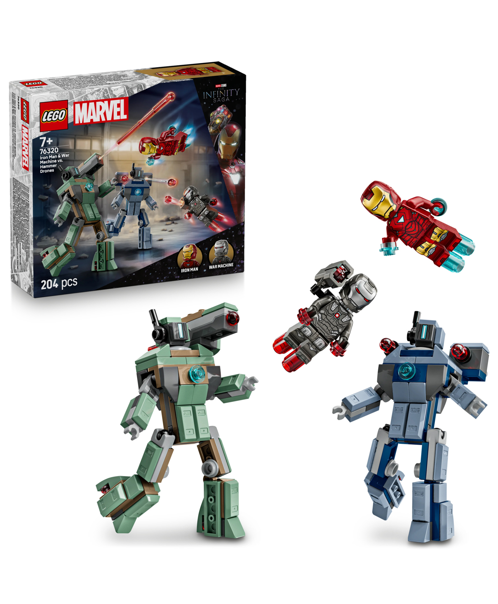 LEGO | Marvel Iron Man & War Machine vs. Hammer Drones Building Toy 204 pieces 76320 - Multicolor-image-5