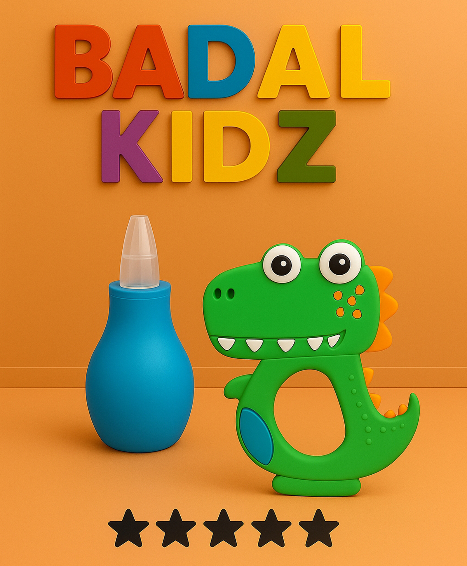 Badal Kidz Baby Nose Sucker & Baby Teether Combo | Safe Nasal Aspirator BPA-Free Teething Toy for Newborns & Infants- Blue & Green-image-48