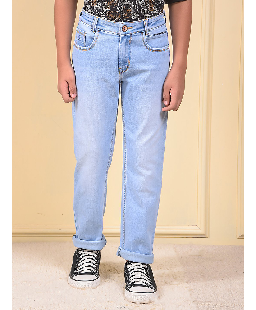 CRIMSOUNE CLUB Cotton Denim Mild Washed Jeans - Blue-picture-27