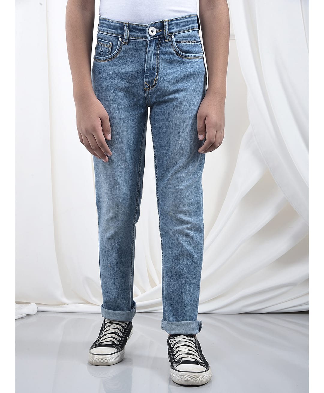 CRIMSOUNE CLUB Cotton Denim Mild Washed Jeans - Blue-picture-32