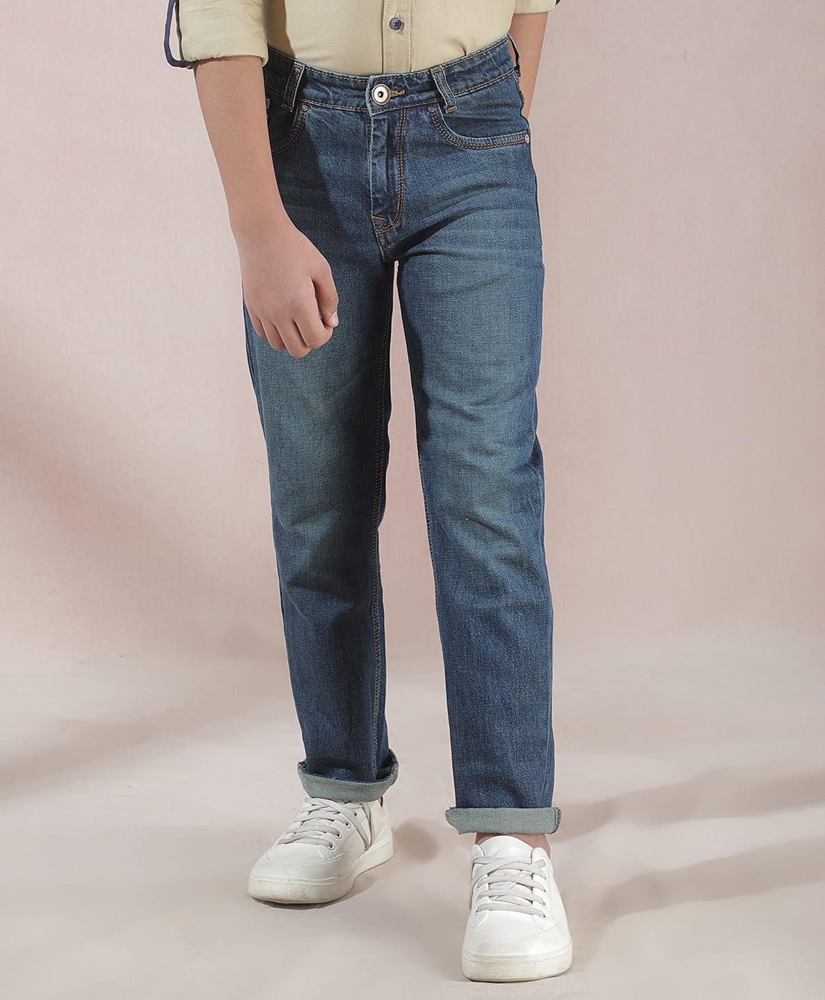 CRIMSOUNE CLUB Cotton Denim Solid Jeans - Navy Blue-picture-41