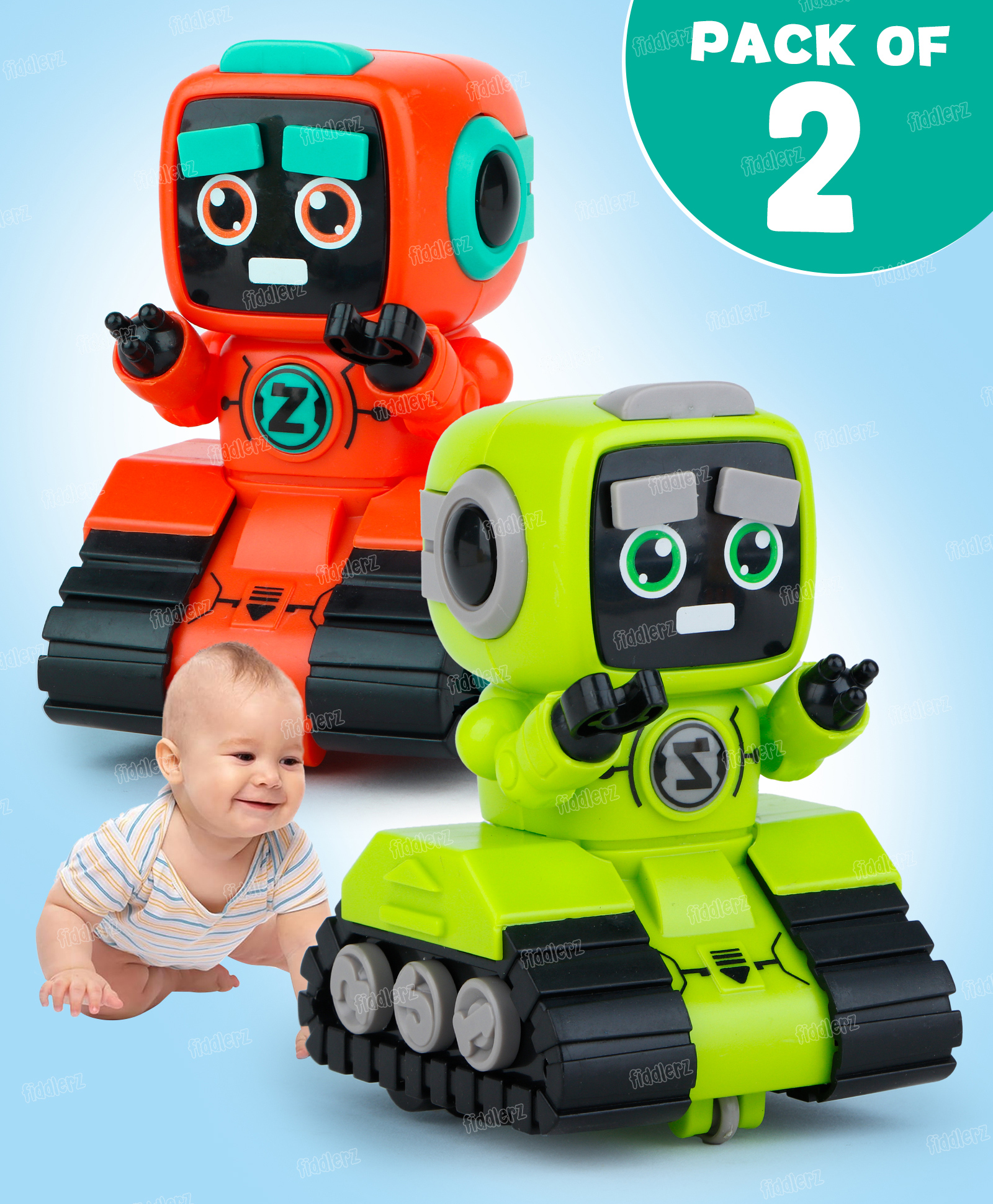 Fiddlerz Push and Go Robot Toy for Kids Inertia Driving Swinging Action Educational Robot Car Toy Indoor Outdoor Fun Gift for Boys and Girls Age 3+ (Pack of 2) Random Color-image-11
