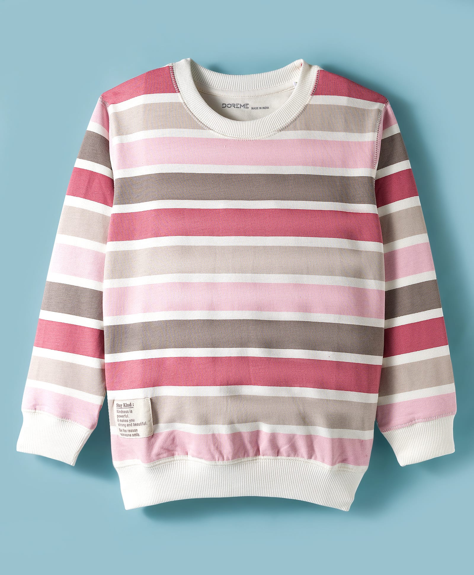 Doreme Terry Knit Full Sleeves Striped Sweatshirt - Burgundy & White-picture-26
