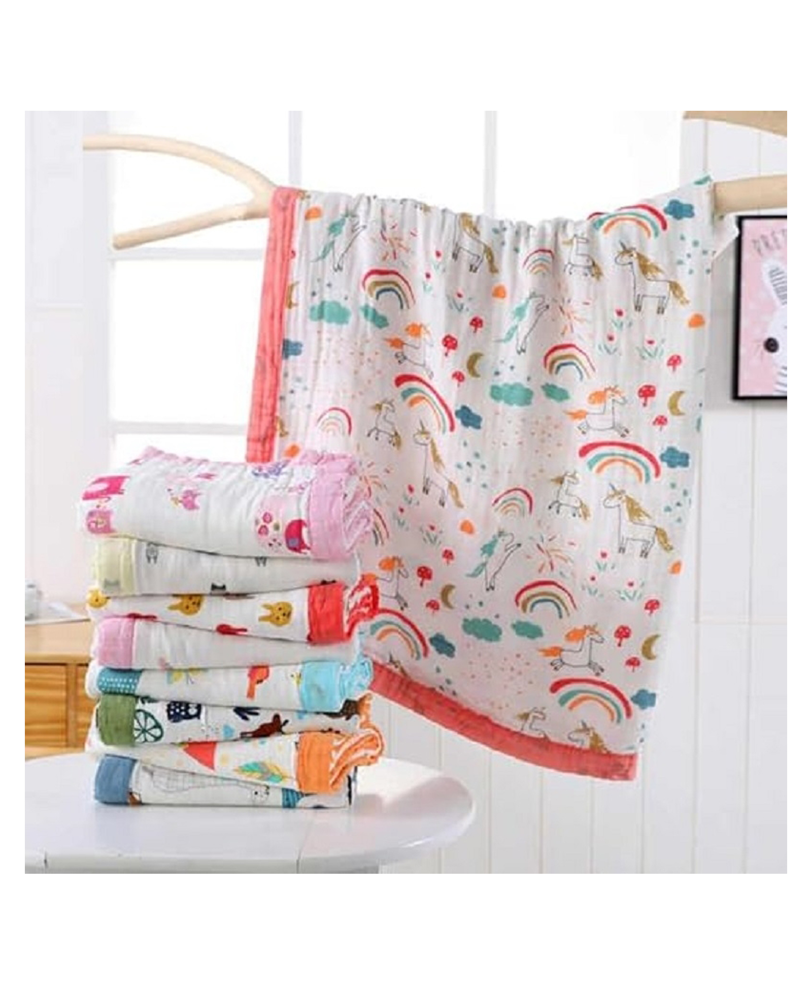 Fabrify 100% Pure Organic Cotton 6 Layer Muslin Blanket for Baby Ultra-Soft Baby Quilt Cum Wrapper Blanket, Swaddle for Newborns and Toddlers 0-3 Years ( space design )-image-45