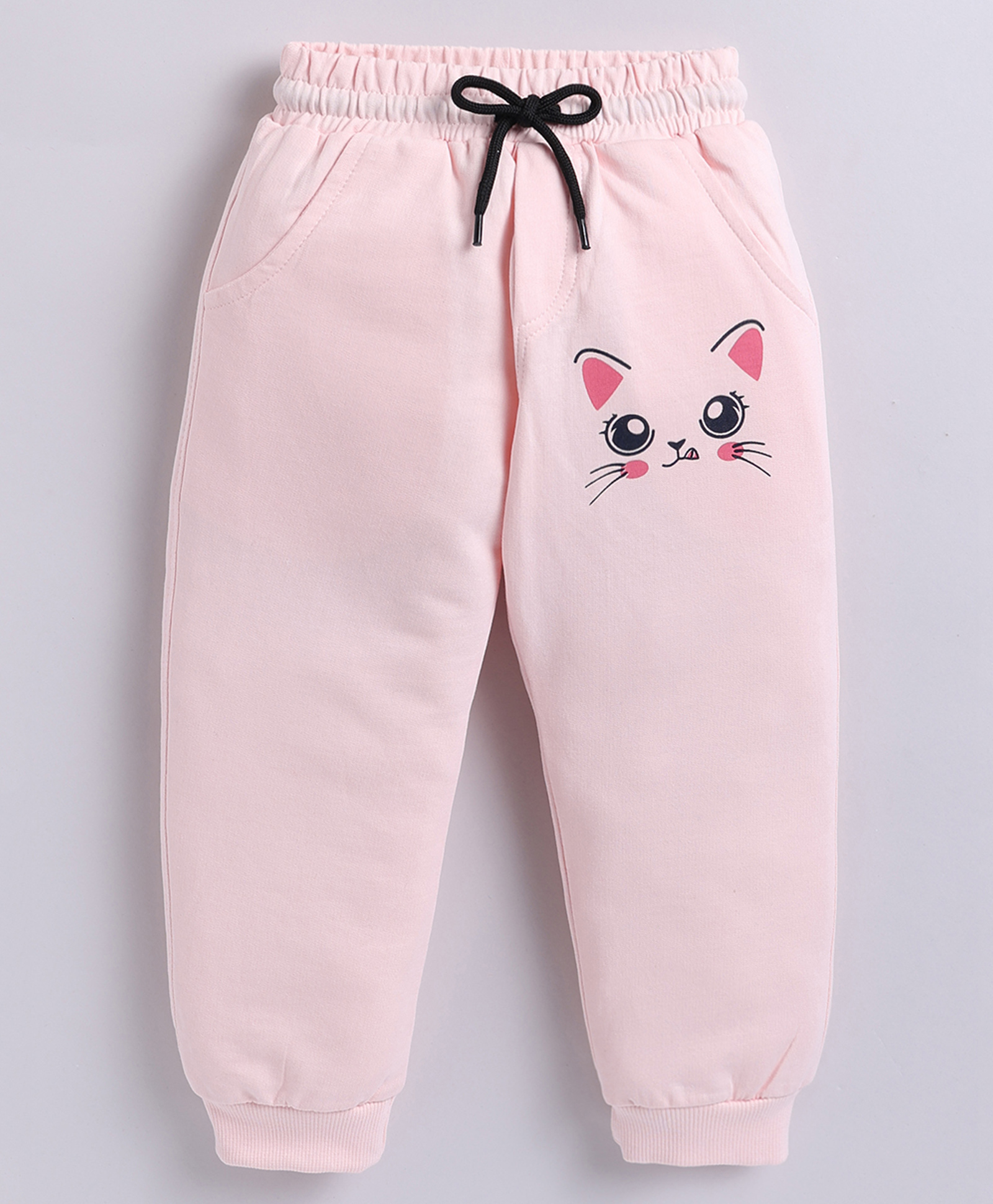 Kidcity Cotton Knit Kitten Printed Joggers - Light Pink-picture-26