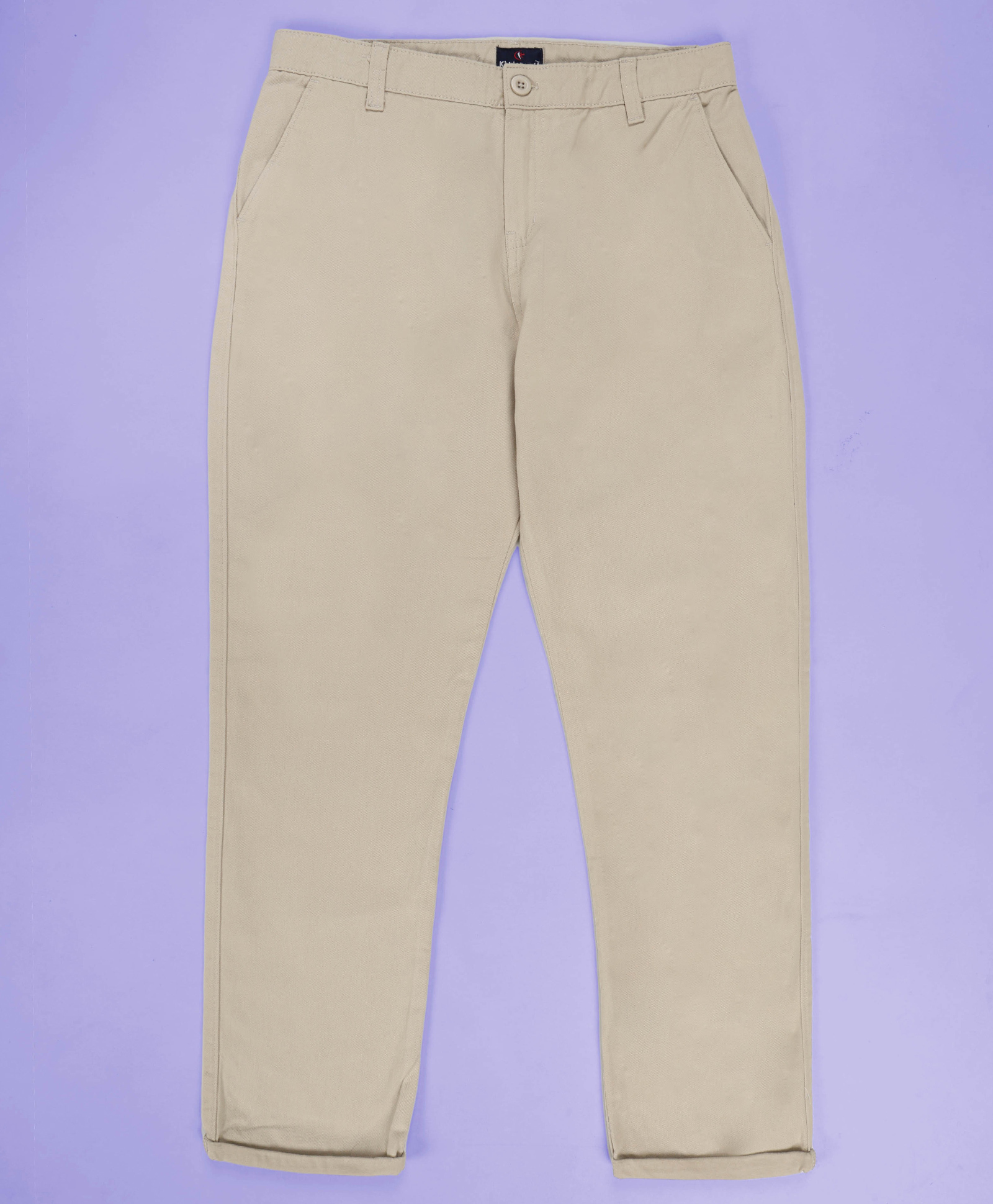 Kiddopanti Cotton Woven Solid Twill Regular Fit Chinos Pant With Adjustable Waist Elastic - Beige-picture-28