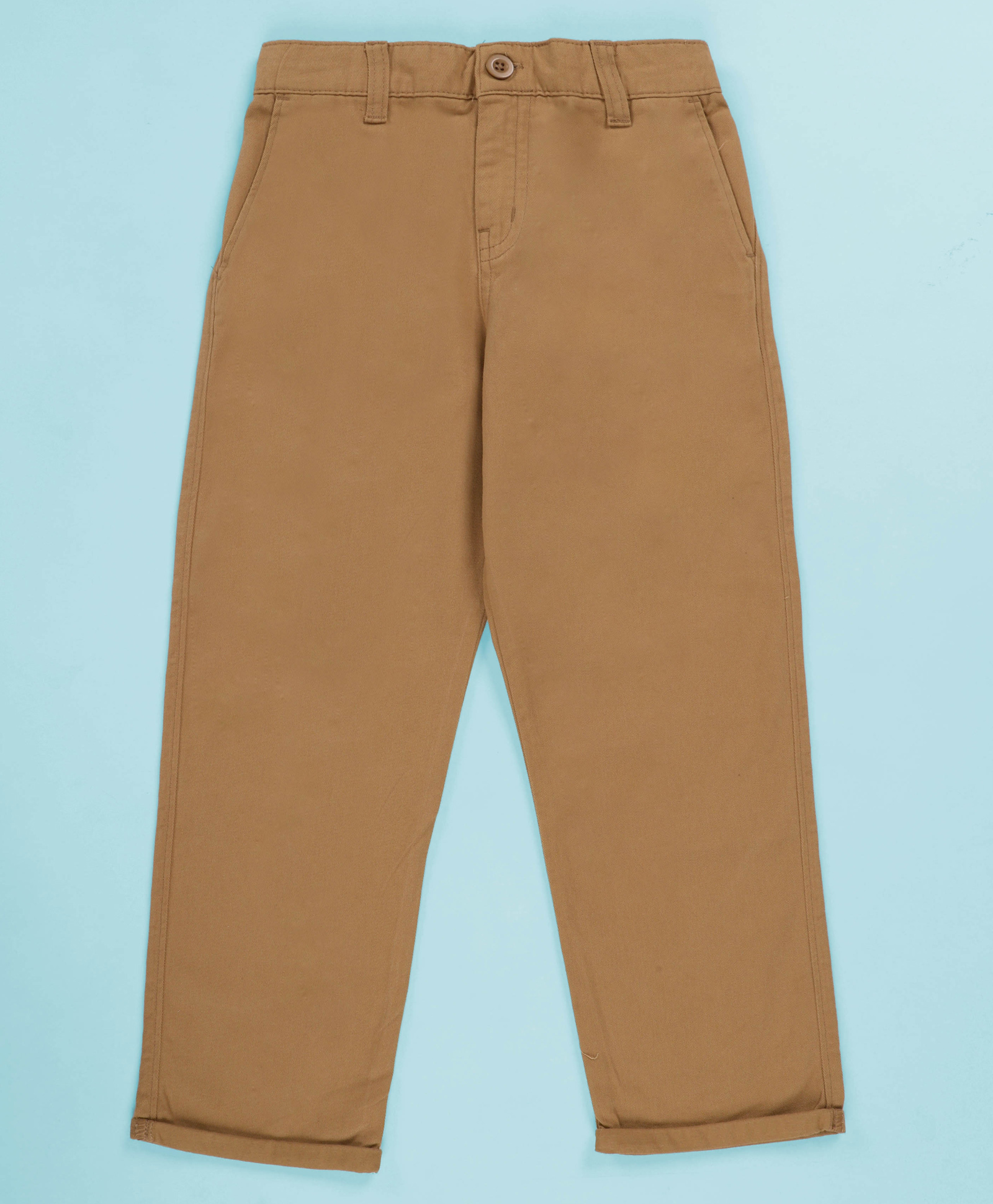 Kiddopanti Cotton Woven Solid Trouser - Light Brown-picture-16