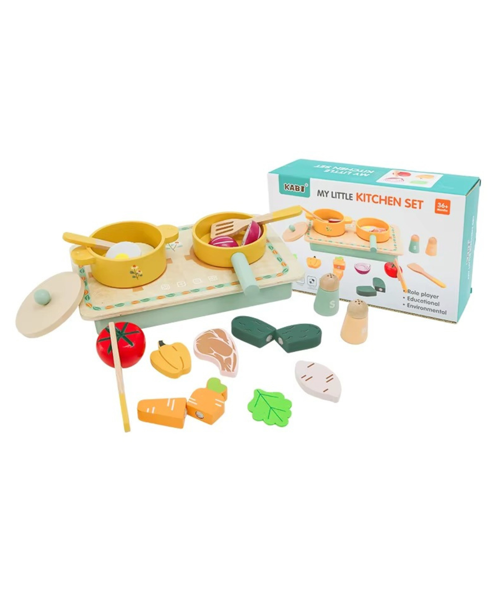 YAMAMA Wooden My Little Kitchen Set Toys For Kids, Childrens Wooden Felt Cut Vegetables Toy Fun Entertainment Kitchen Pretend Play Set Kids Toys - Multicolor-image-47