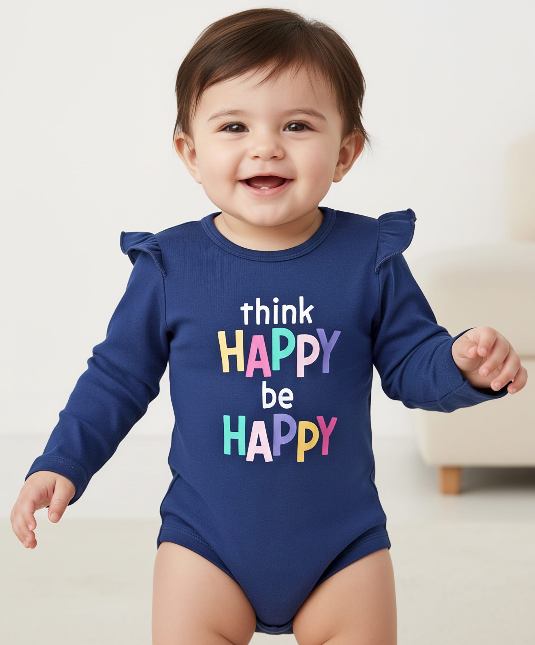 Babyhug 100% Cotton Knit Full Sleeves Onesie With Text Print - Navy Blue-picture-13