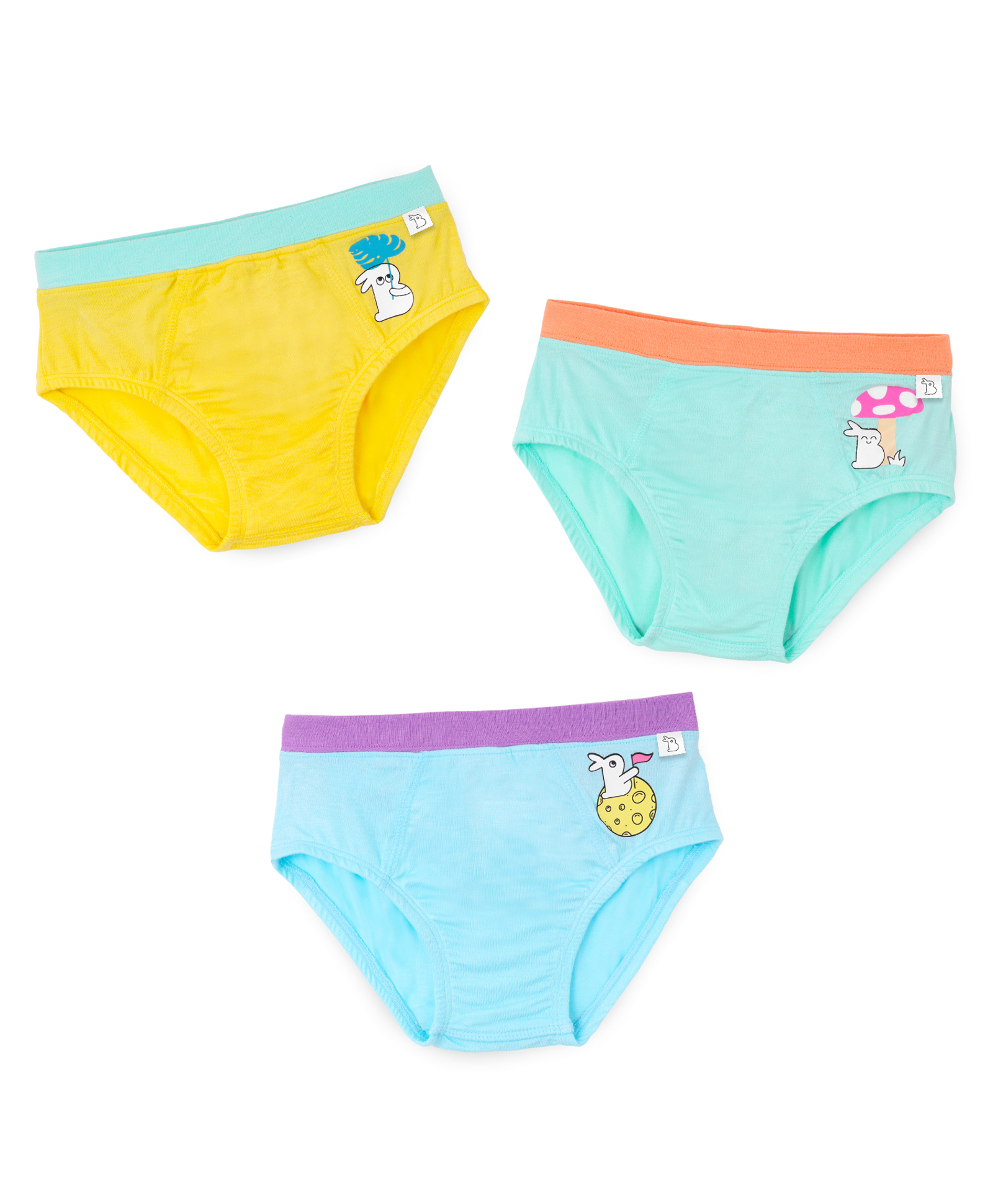 SuperBottoms Bamboo Knit Pack Of 3 Bunnies Printed Super Soft Briefs - Yellow Green & Blue-picture-11
