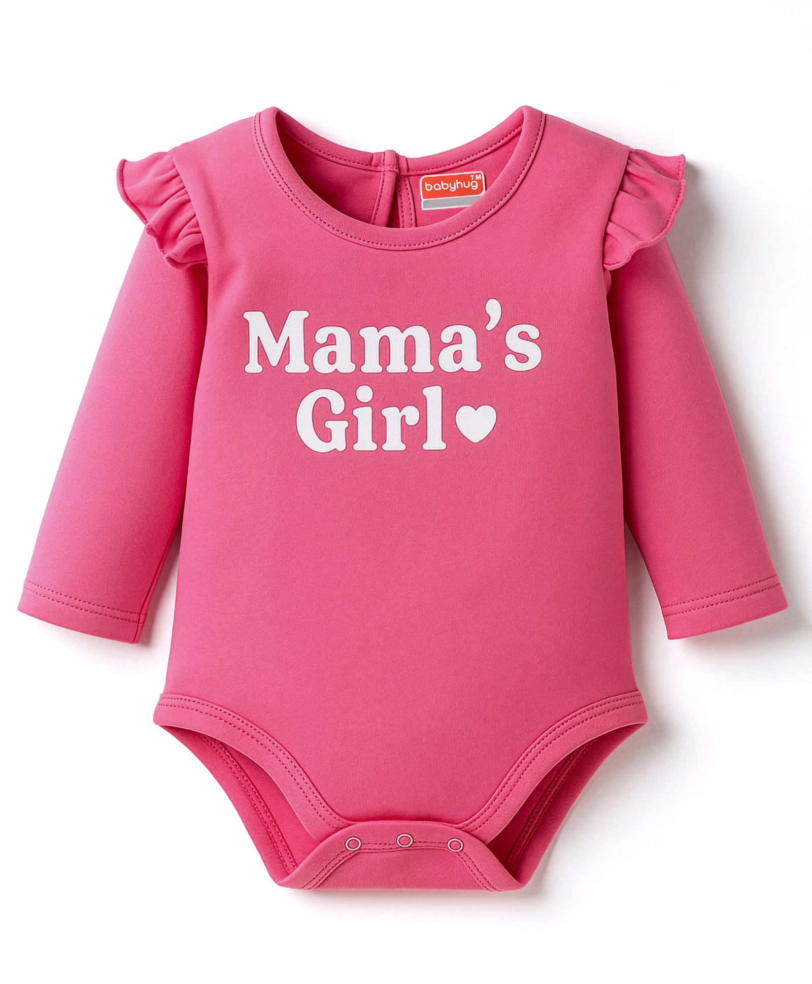Babyhug 100% Cotton Knit Full Sleeves Onesie With Mama's Girl Print - Pink-picture-36
