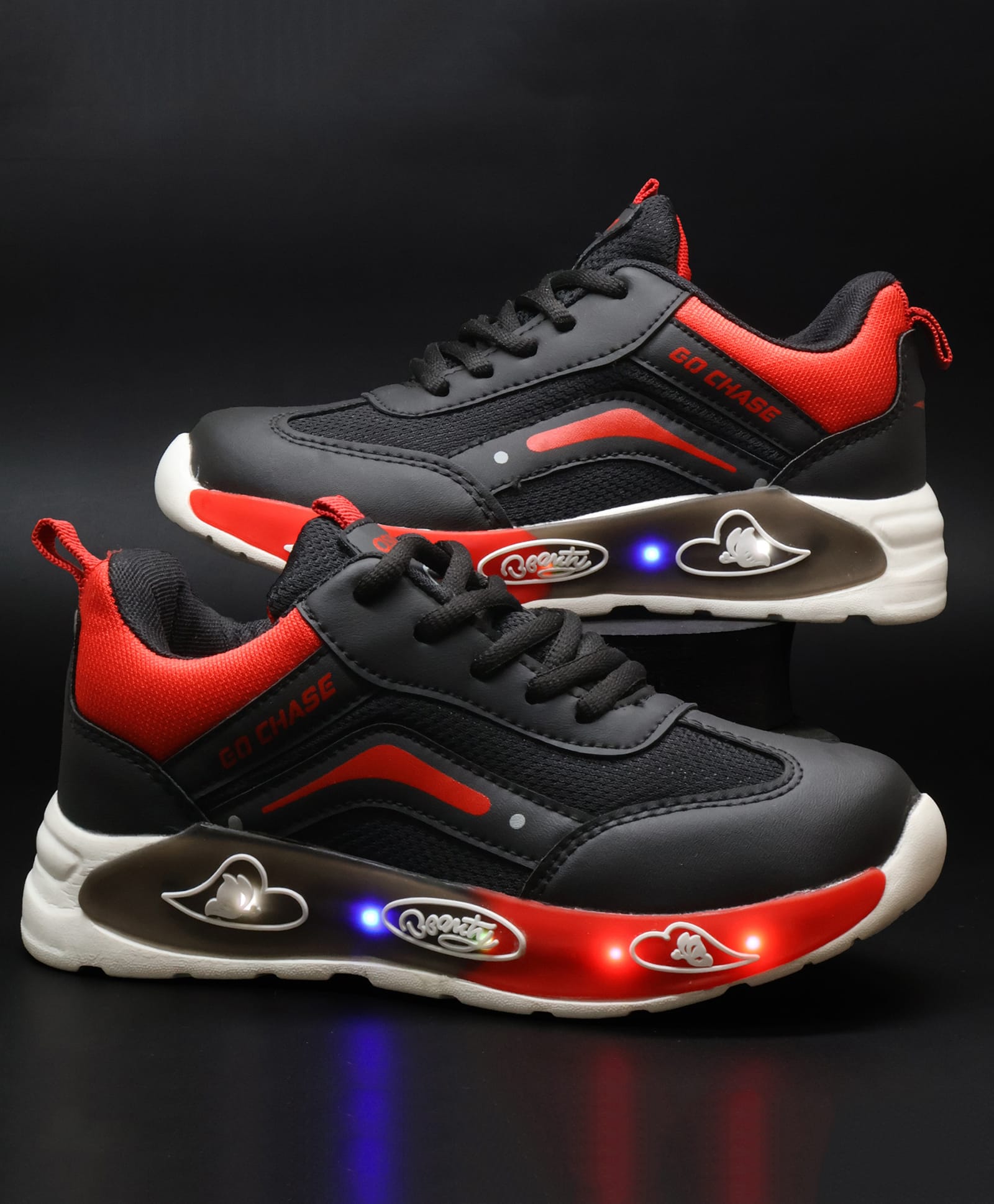 asian Colour Blocked & Butterfly Designed With Velcro Closure Shoes - Black & Red-picture-17