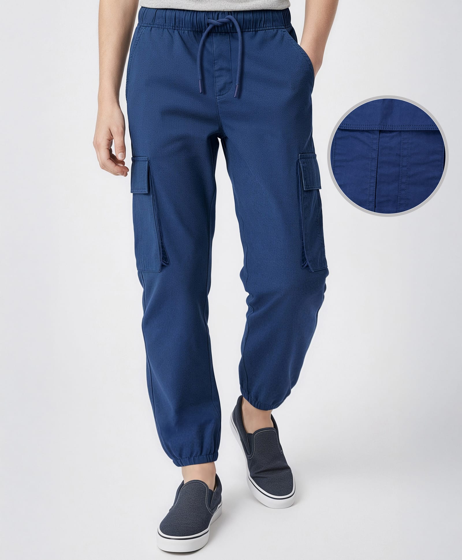 arias by lara dutta Arias Cotton Woven Full Length Trouser With Cargo Pockets - Navy Blue-picture-18