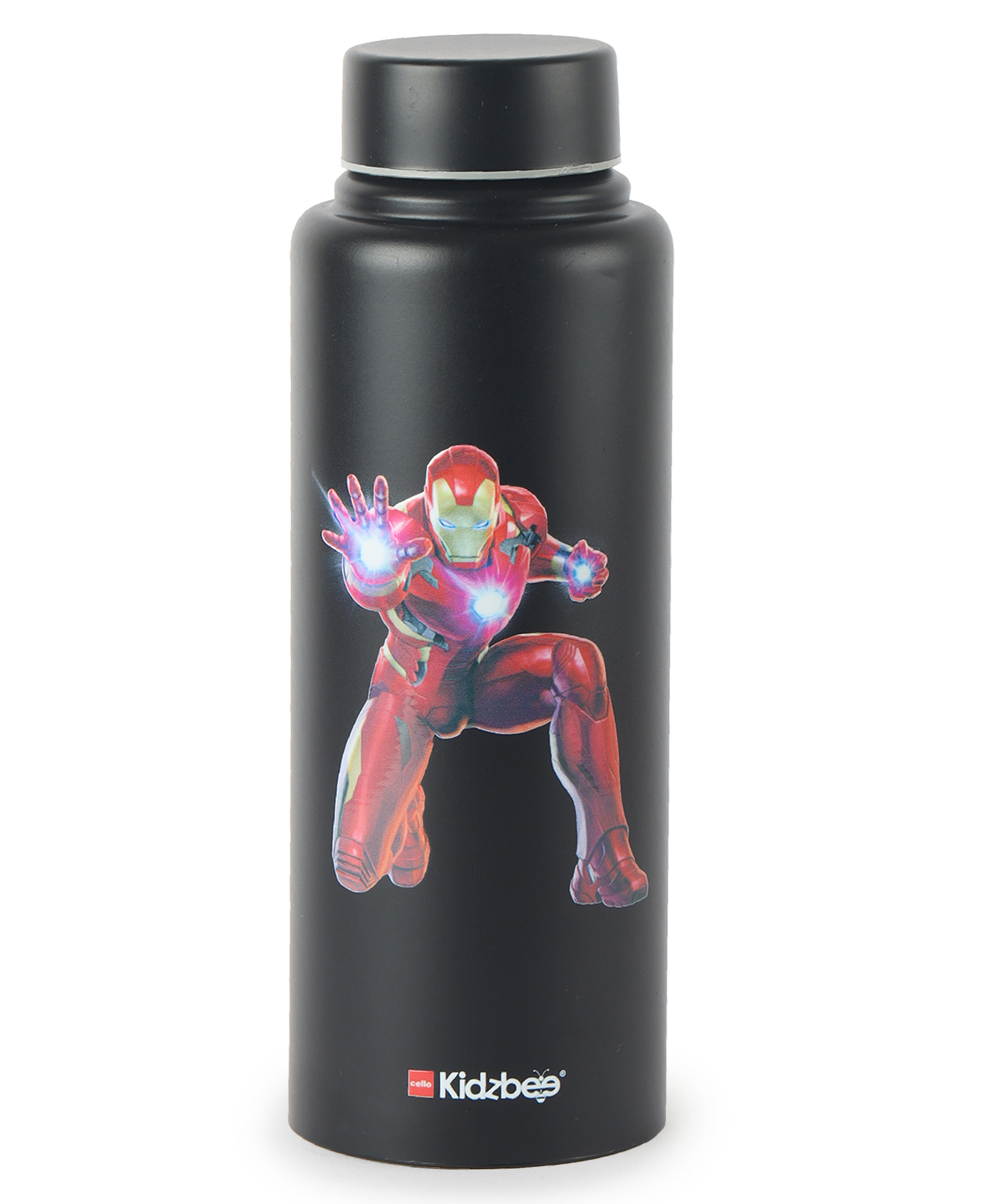 Cello Kidzbee Series Vortex Iron Man 3D Print Single Walled Stainless Steel Water Bottle Black - 725 ml-picture-14