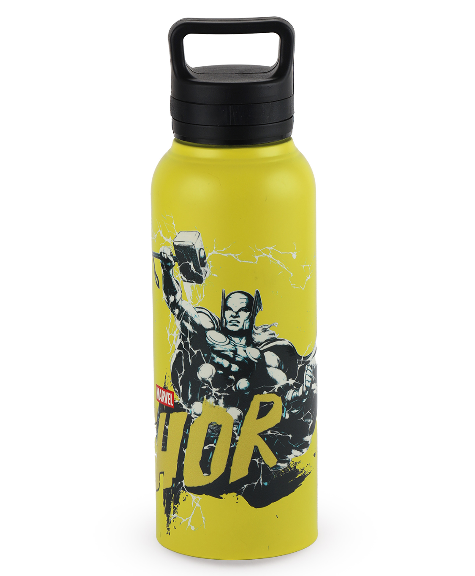 Cello Aqualoop 800 Stainless Steel Water Bottle BPA-Free Double Wall Bottle with Leak Proof Thor 3D Print 792 ml - Yellow-image-15