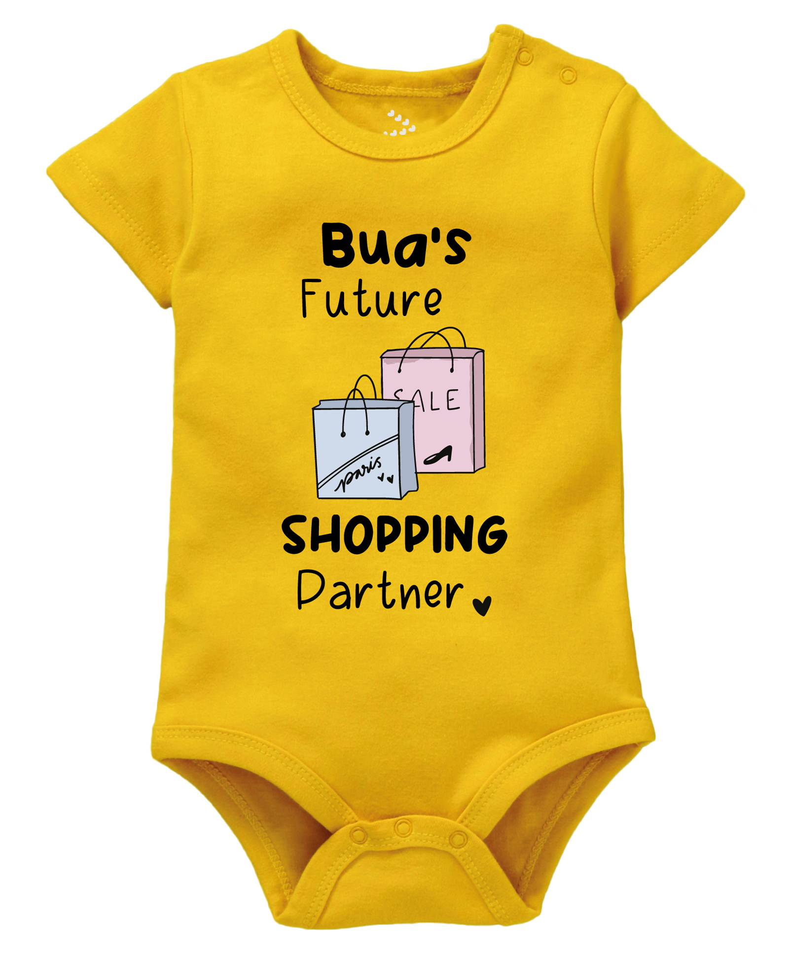Zeezeezoo 100% Cotton Knit Family Theme Half Sleeves Buas Future Shopping Partner Text Printed Onesie - Yellow-image-12