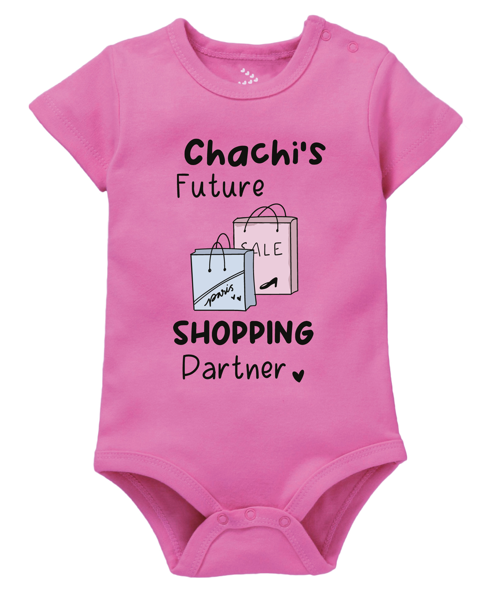 Zeezeezoo Family Theme 100% Cotton Knit Half Sleeves Chachis Future Shopping Partner Text Printed Onesie - Pink-picture-4